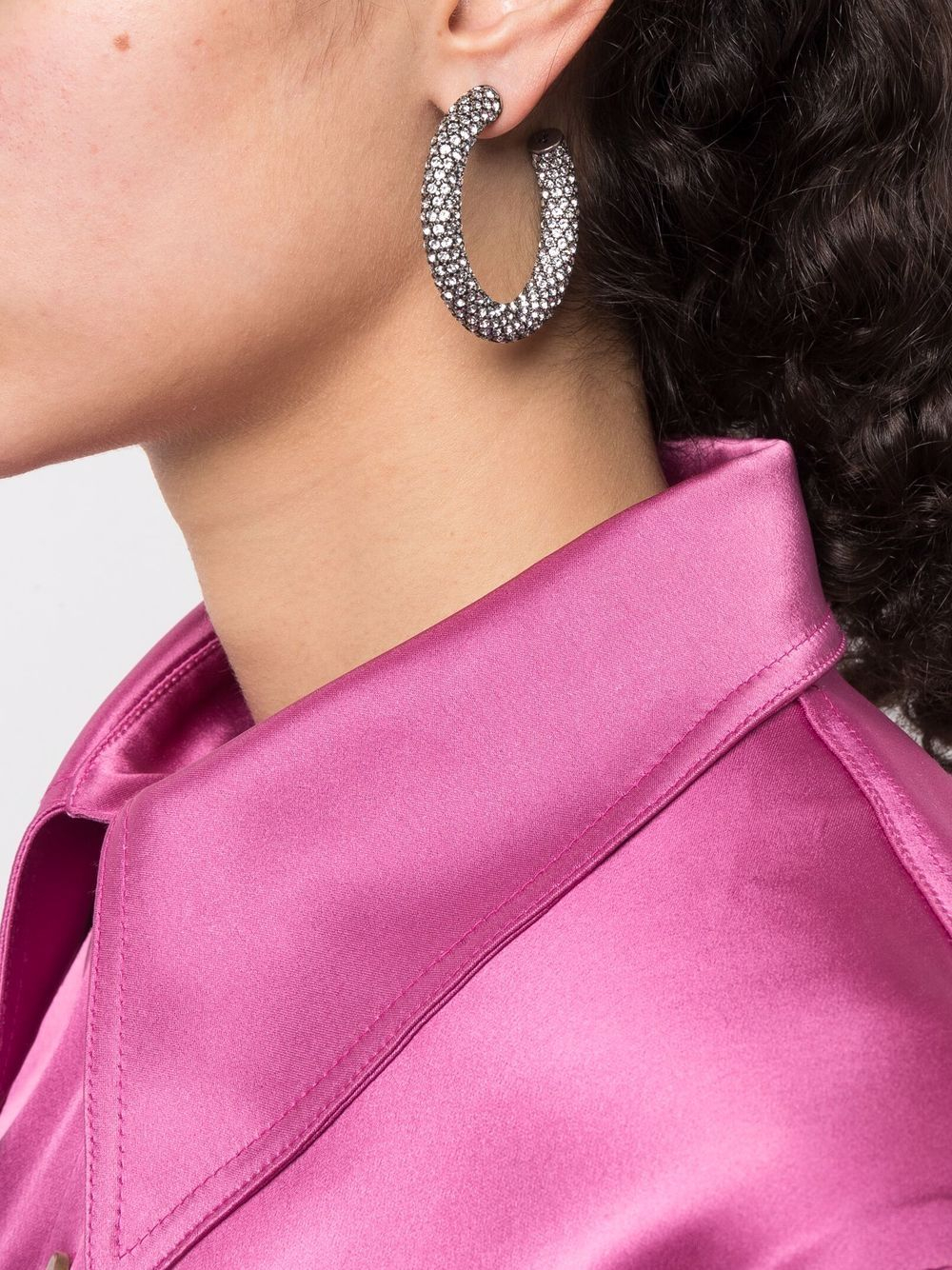 [Amina Muaddi] Earring FW21 CAMERONHOOPBIGWHITE&SILVER