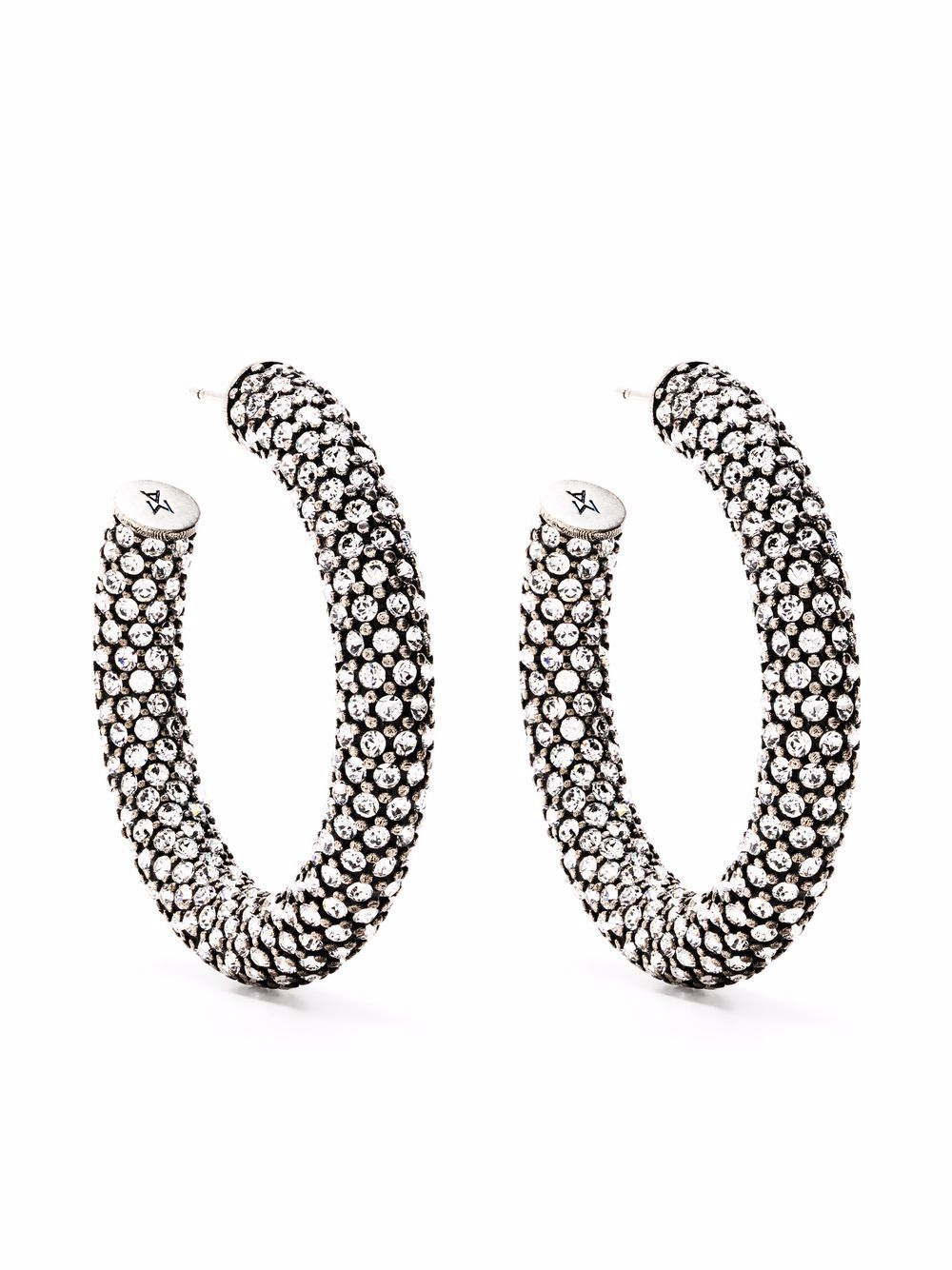 [Amina Muaddi] Earring FW21 CAMERONHOOPBIGWHITE&SILVER