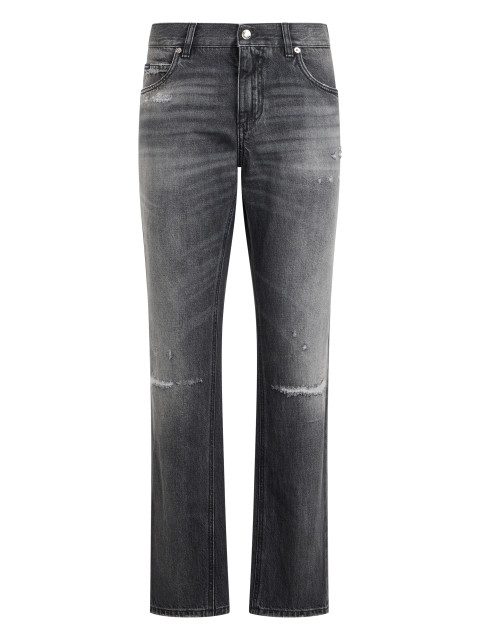Straight Jeans in Faded Denim