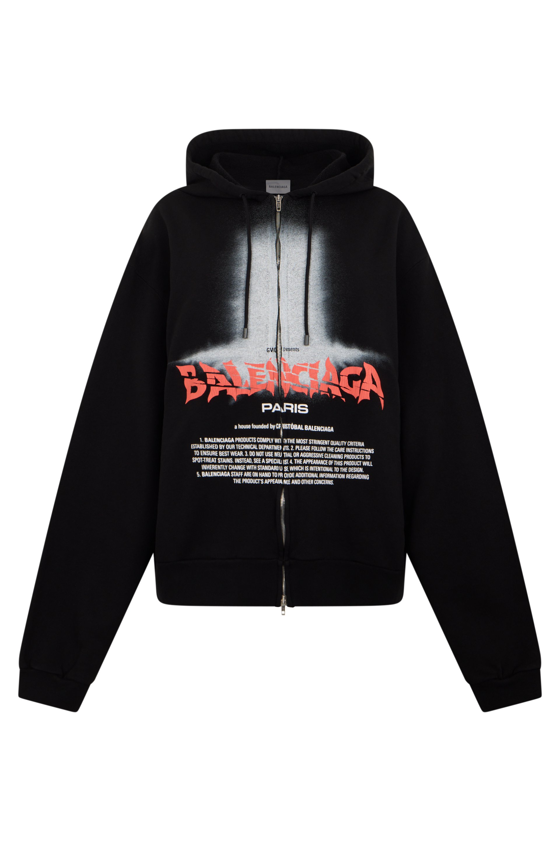 Cotton hoodie with zip and print