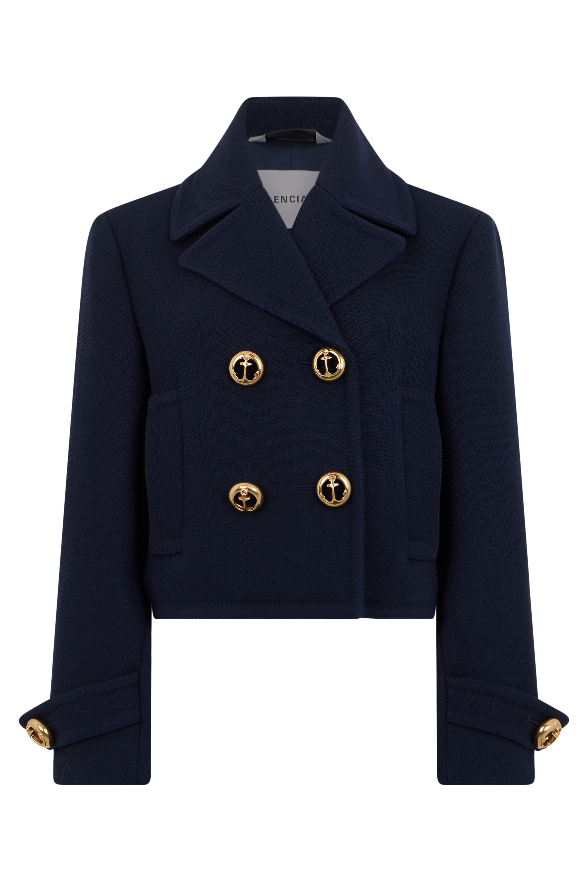 Short wool jacket with decorative buttons