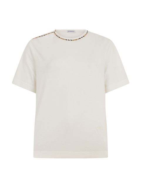 Short sleeve T-shirt with tartan trim