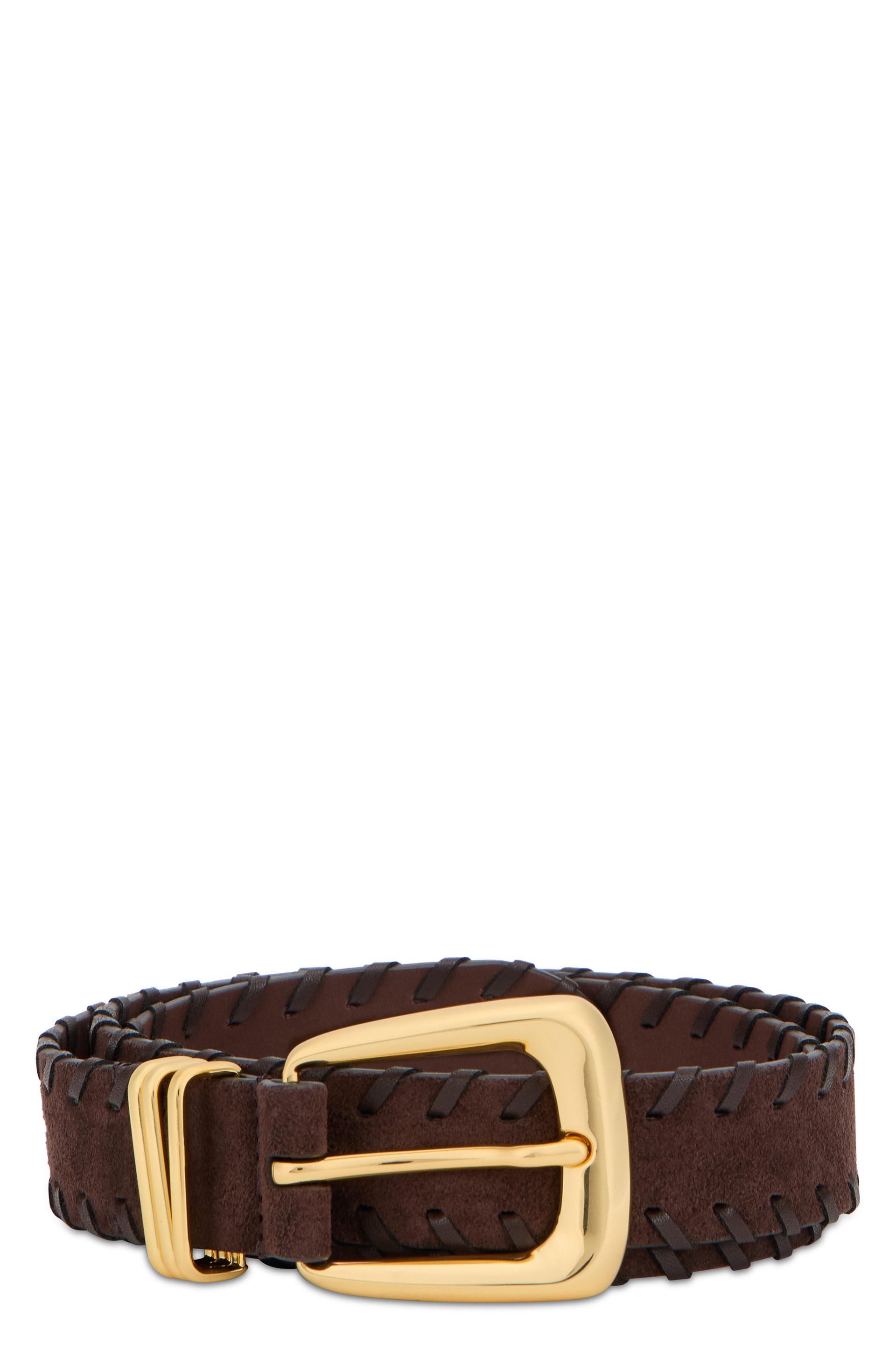 Leather belt with buckle
