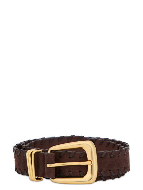 Leather belt with buckle