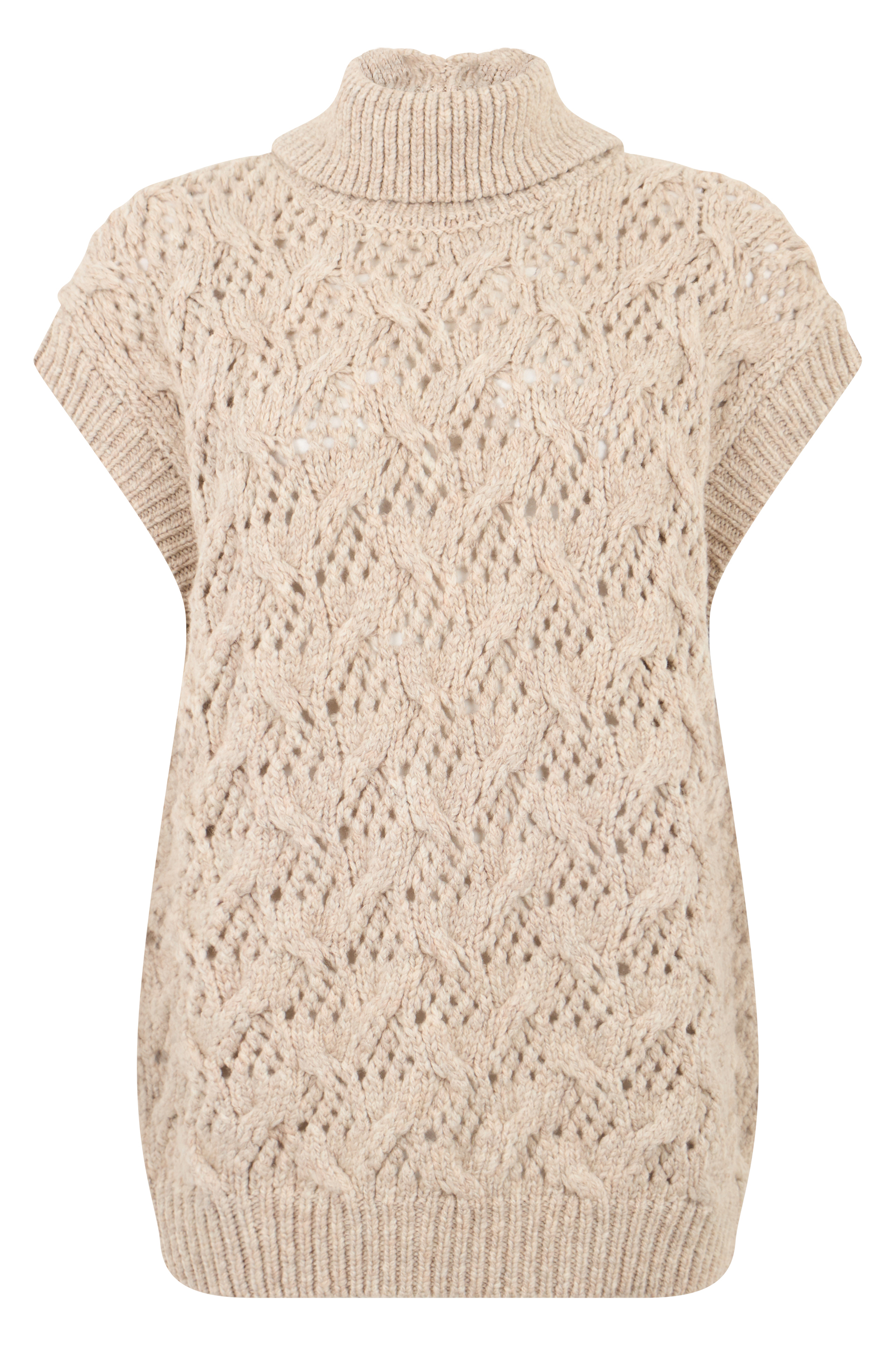 Sweater without sleeves with woven pattern