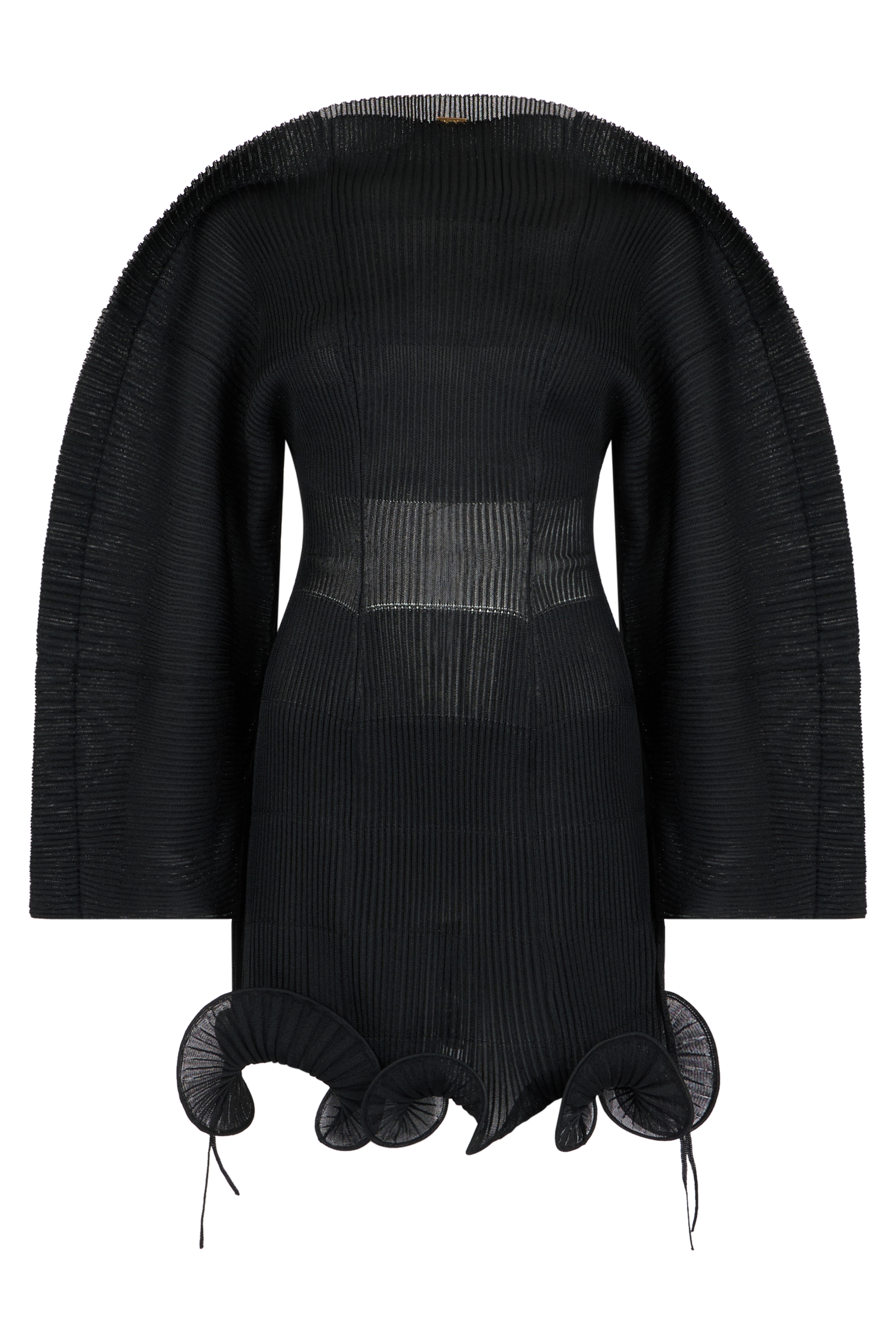 Pleated dress with wide sleeves