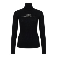 High neck sweater with logo