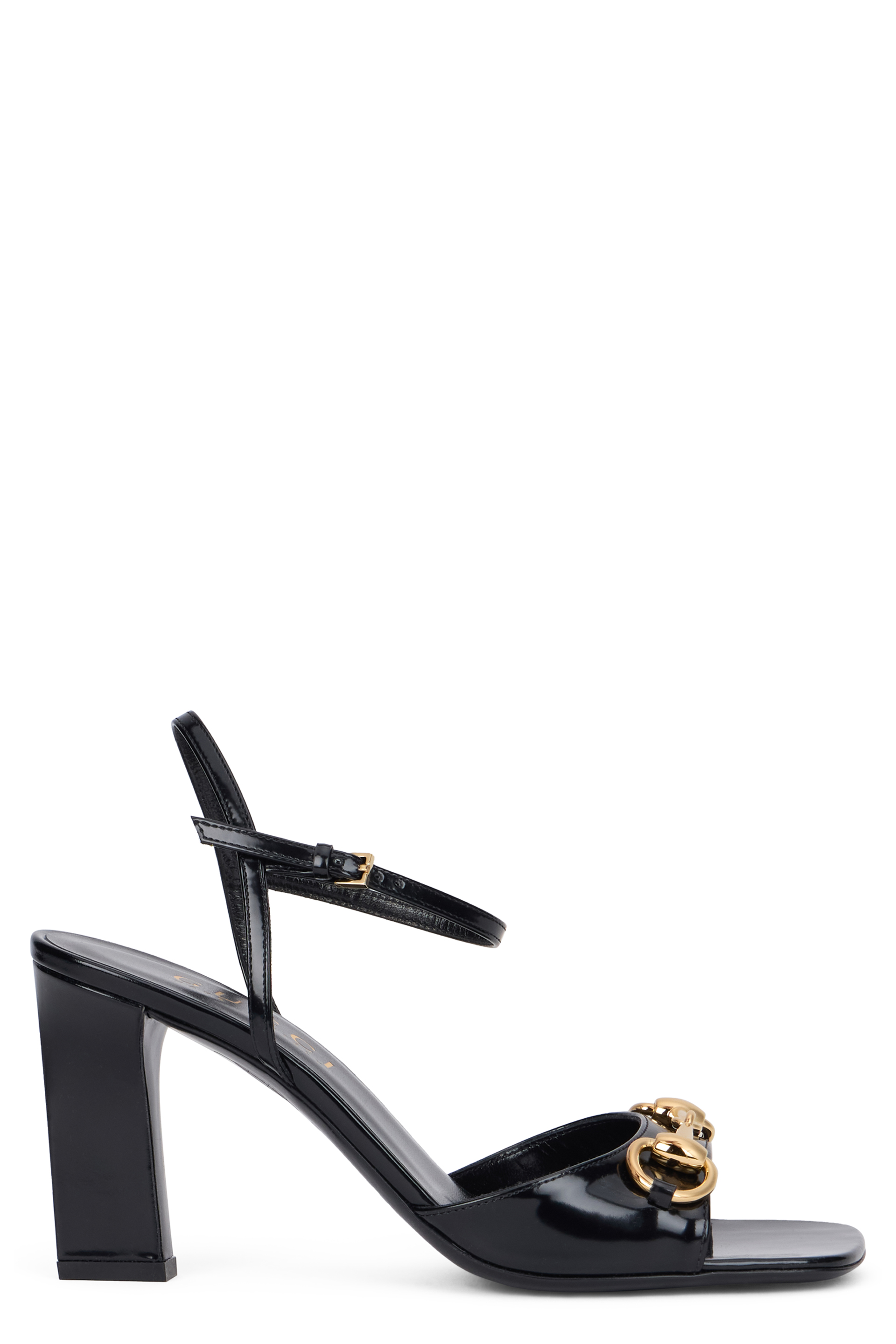 High-heeled sandal in leather