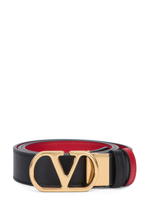 VLogo Signature Reversible Belt in glossy leather