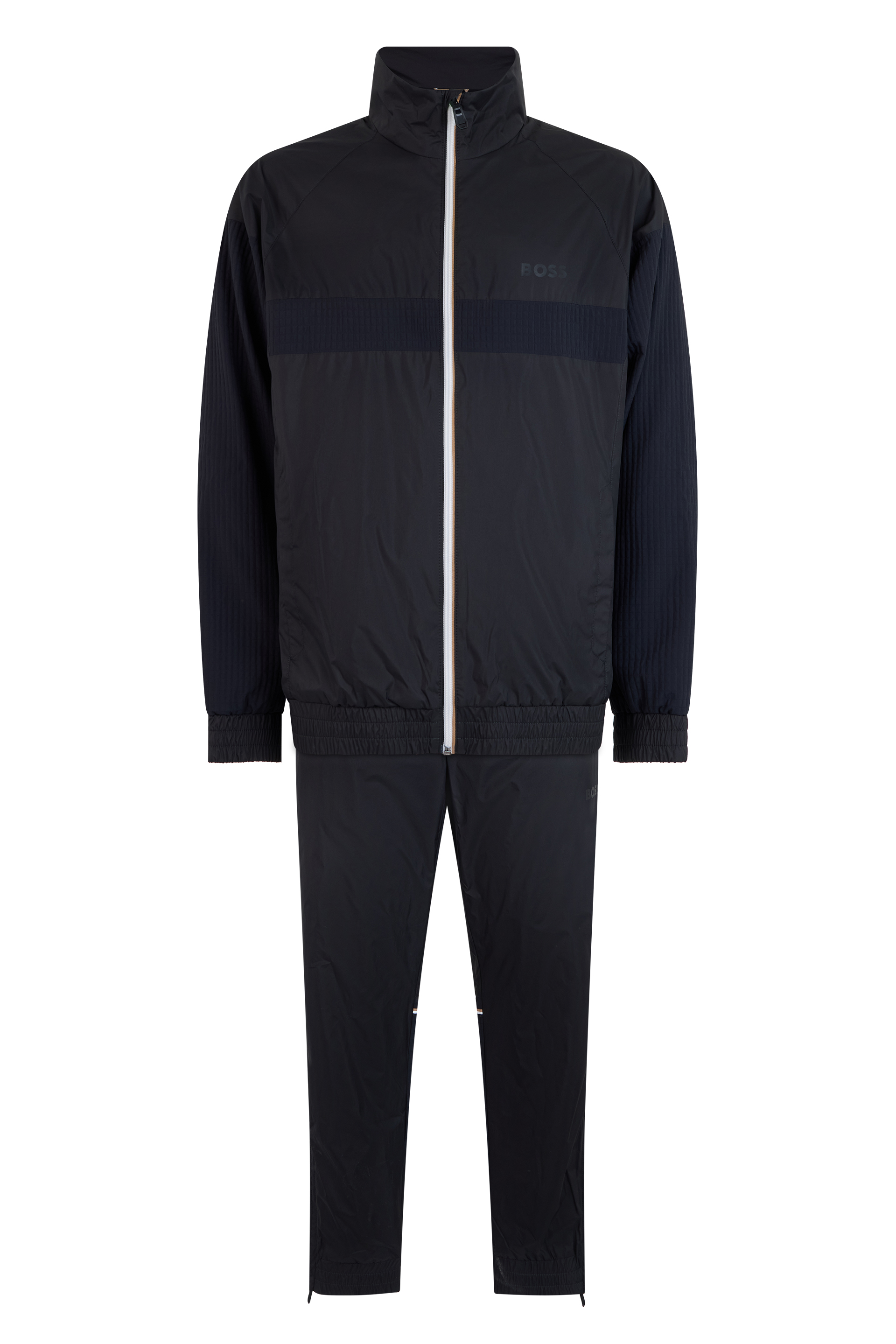 Jumpsuit with zip and high collar