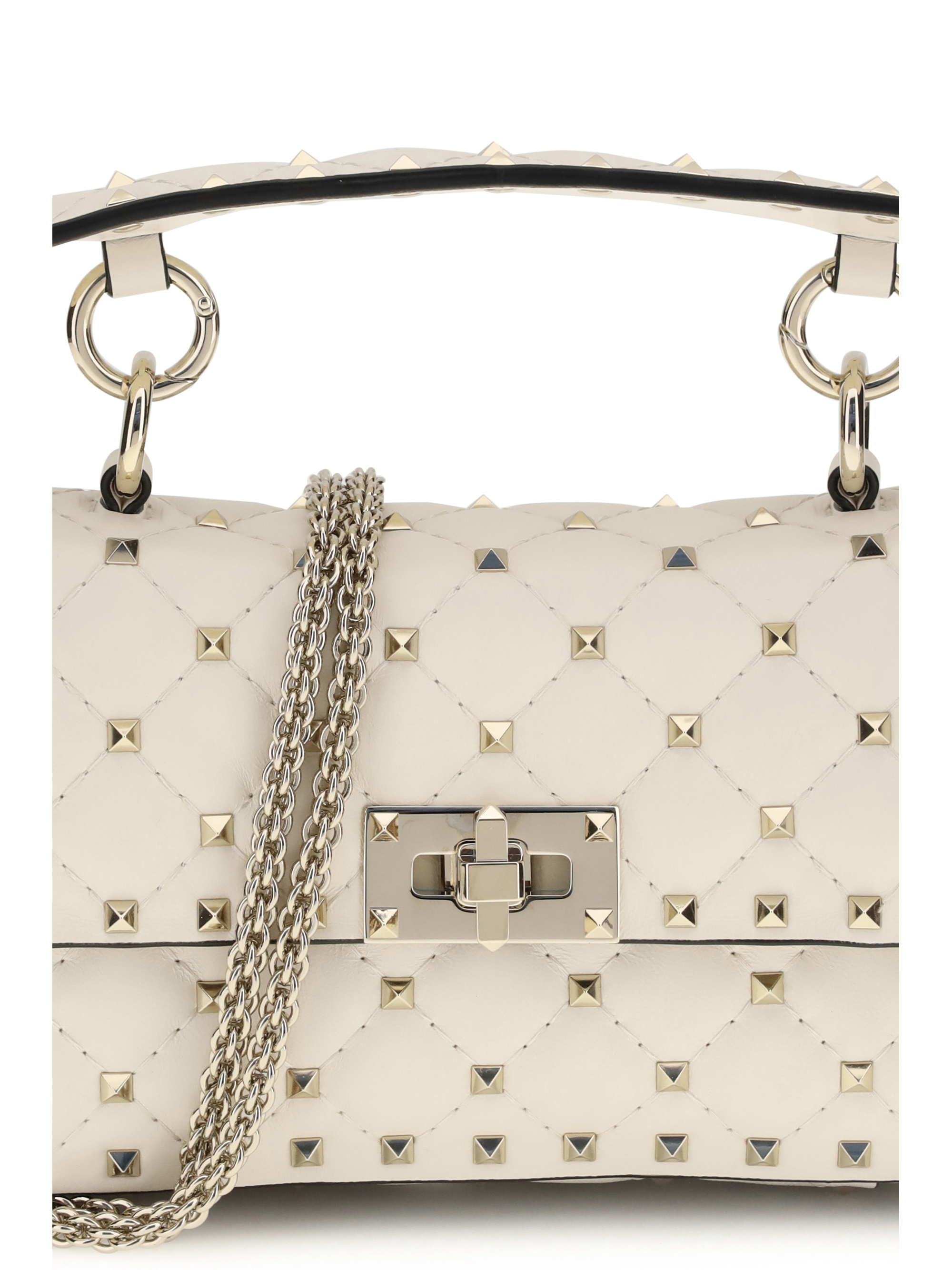 Rockstud Spike mini Top Handle Bag in nappa