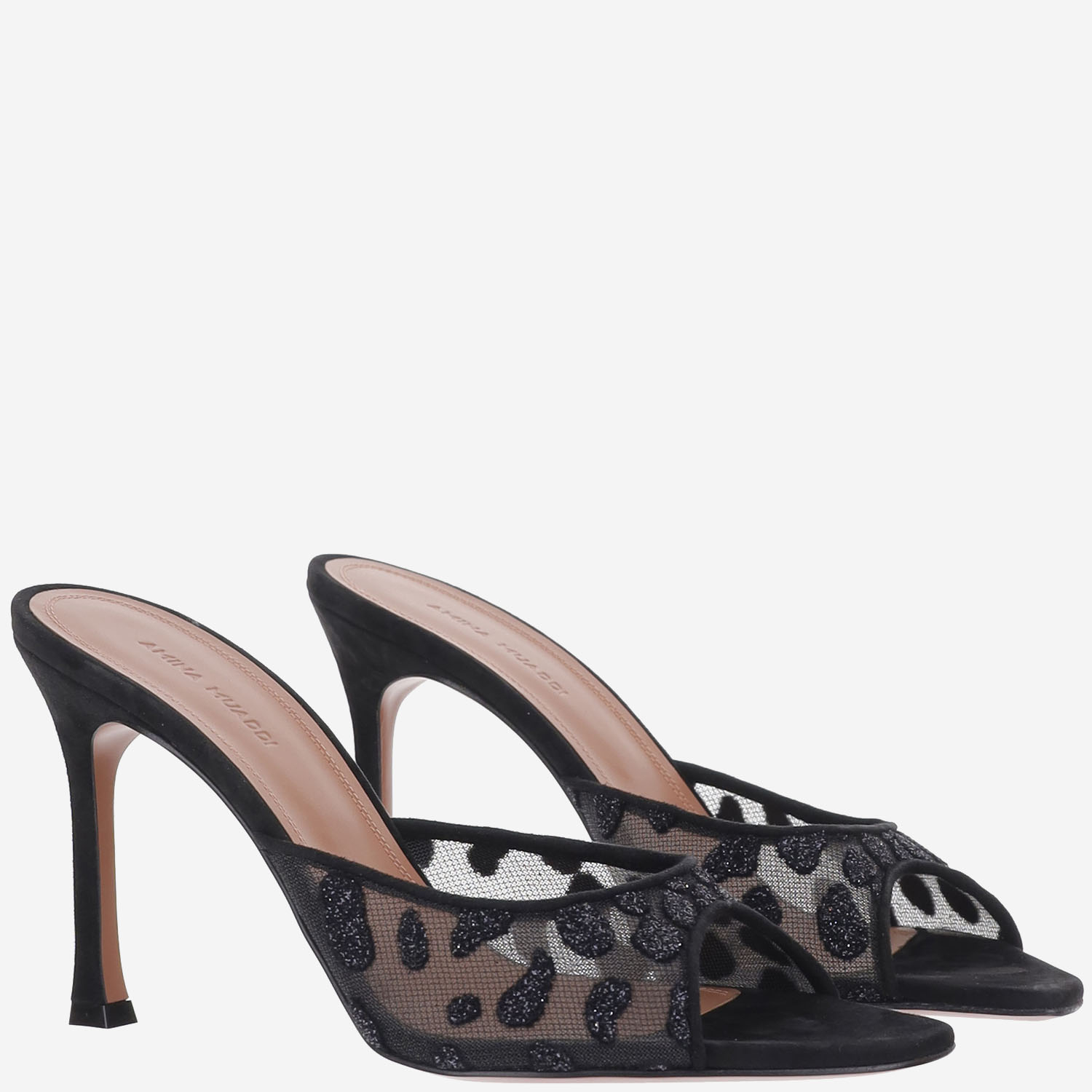 [Amina Muaddi] Pumps FW26 ALEXAMESHSLIPPER95BLACKLEOPARD