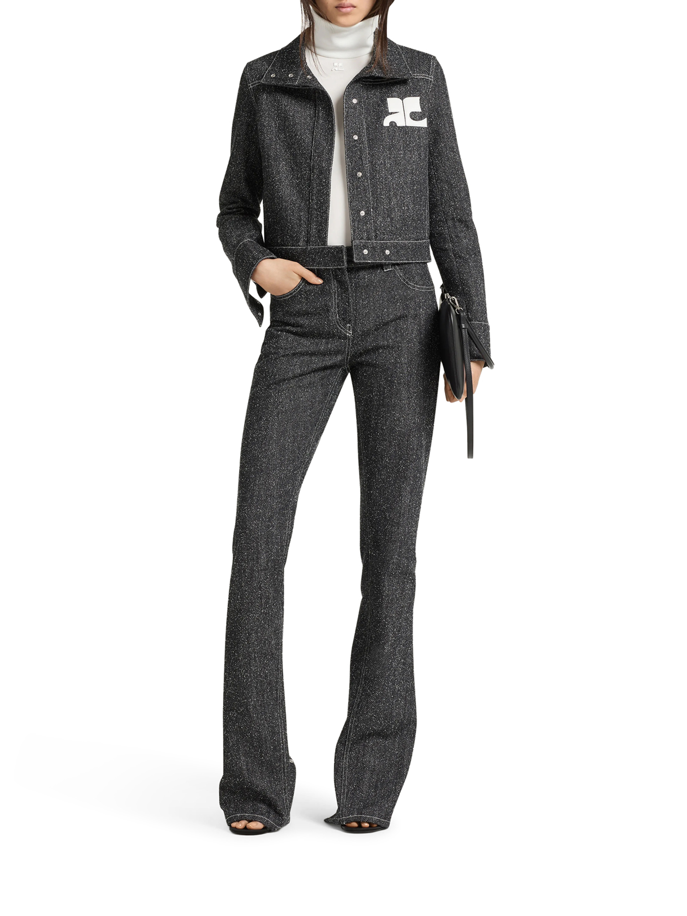 [Courreges] Denim Jacket FW26 426DOW023DE00689901 BLACK HERITAGE WHITE