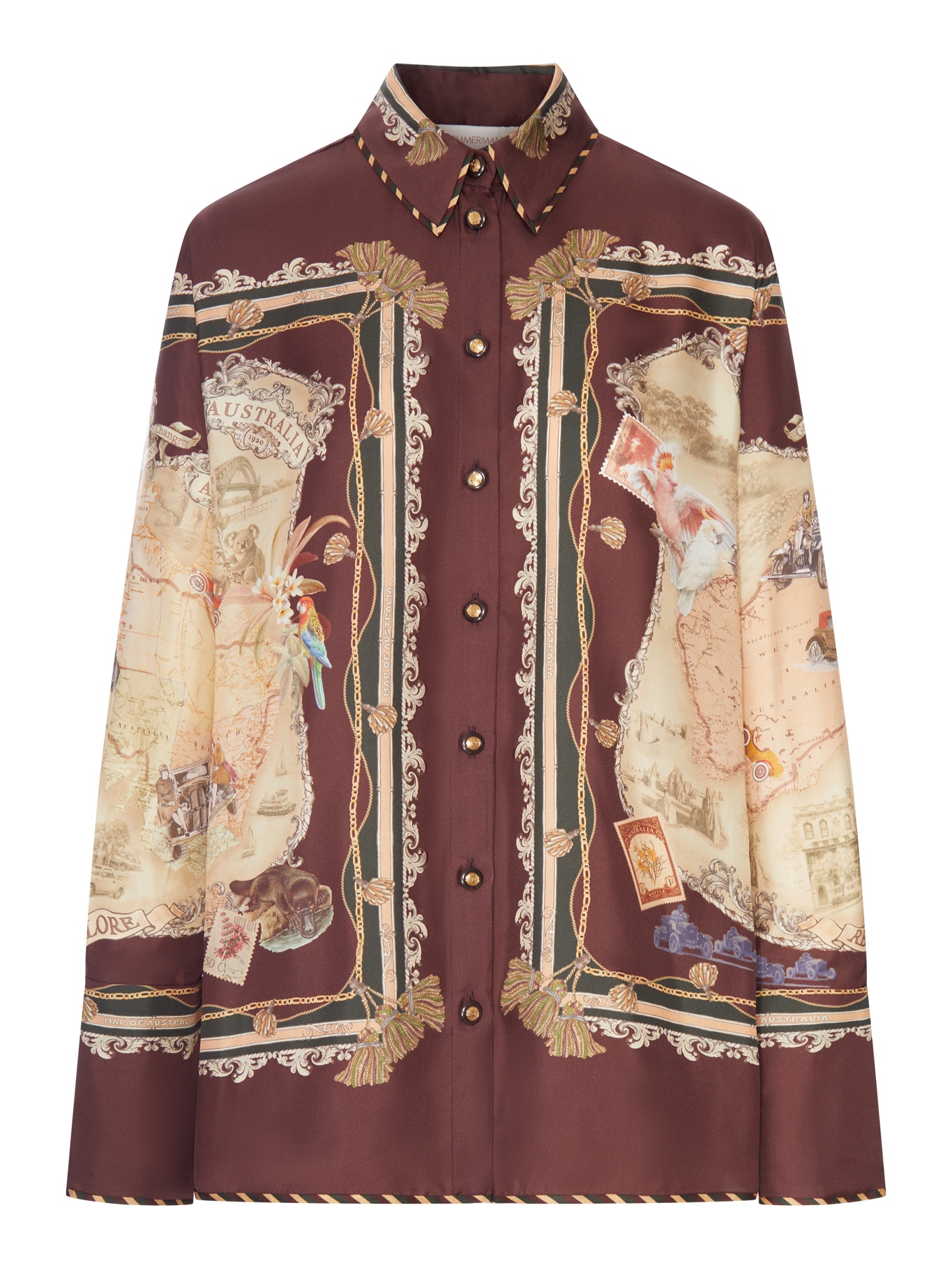 [Zimmermann] Shirts Long Sleeve FW26 0901TF261PLSCF PLUM SCARF