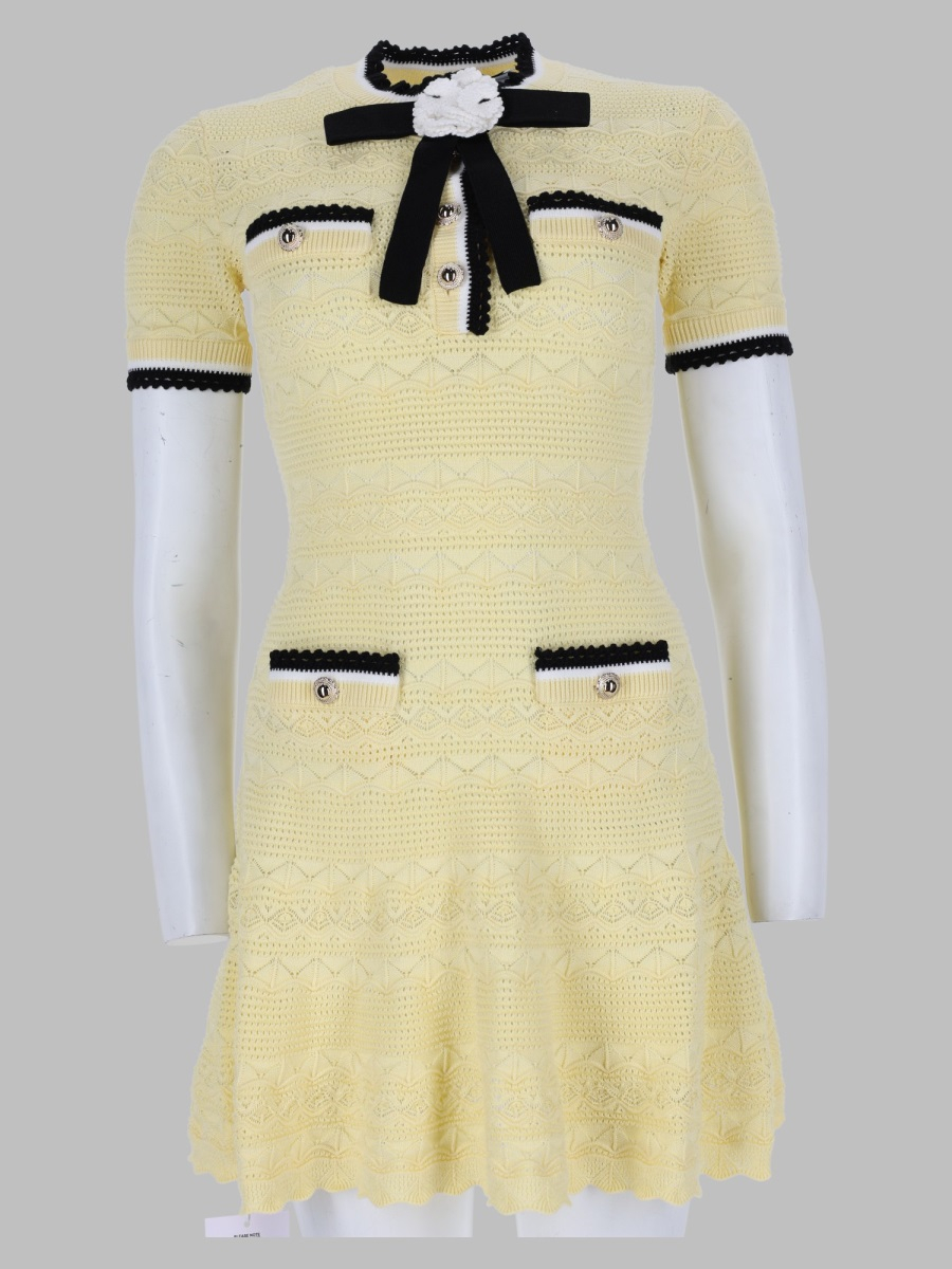 [Self-portrait] Short sleeve dress FW26 PF26-072S-Y_YELLOW