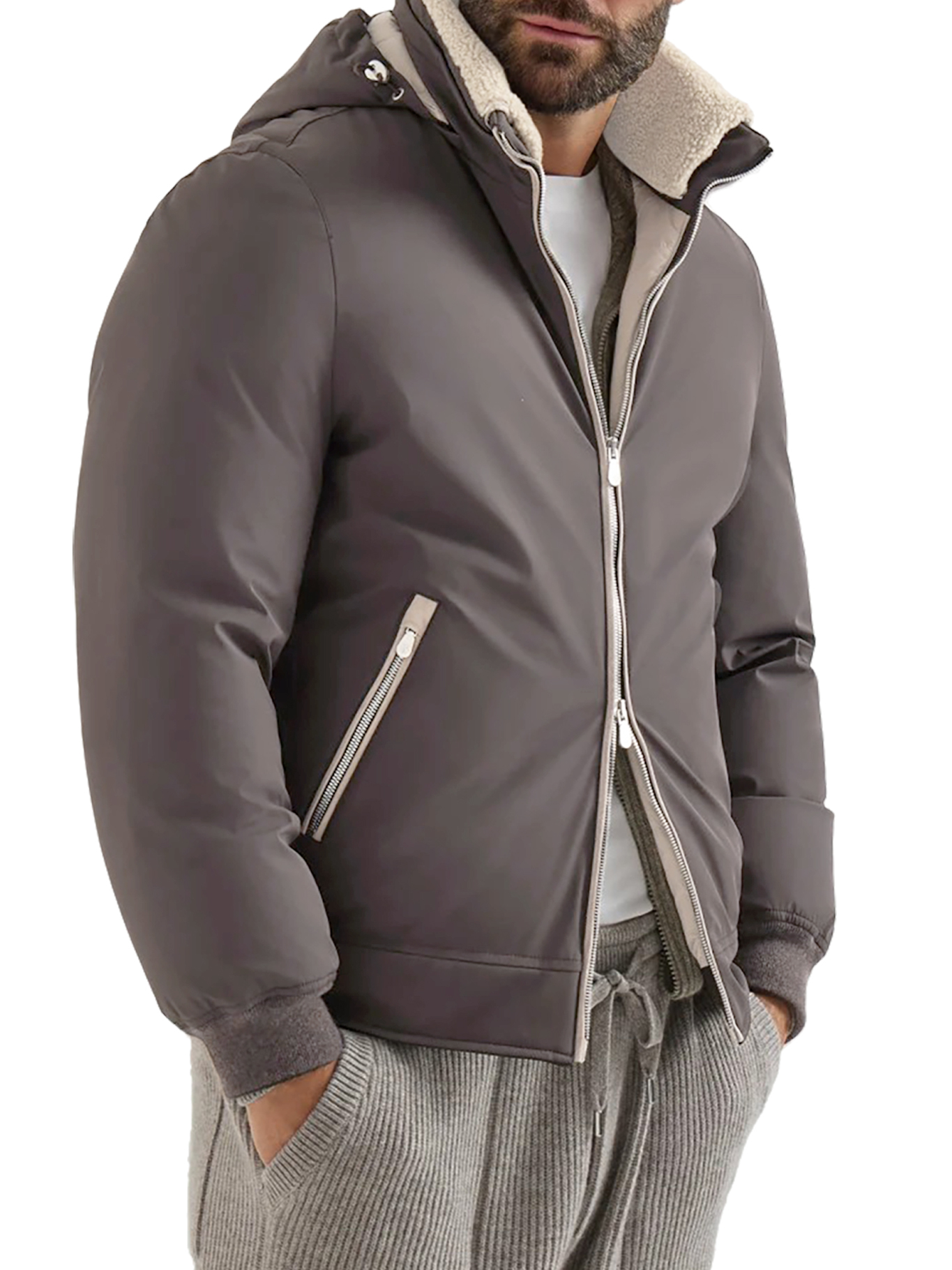 [Brunello Cucinelli] Zip Up FW26 MV4061606C106 ACCIAIO