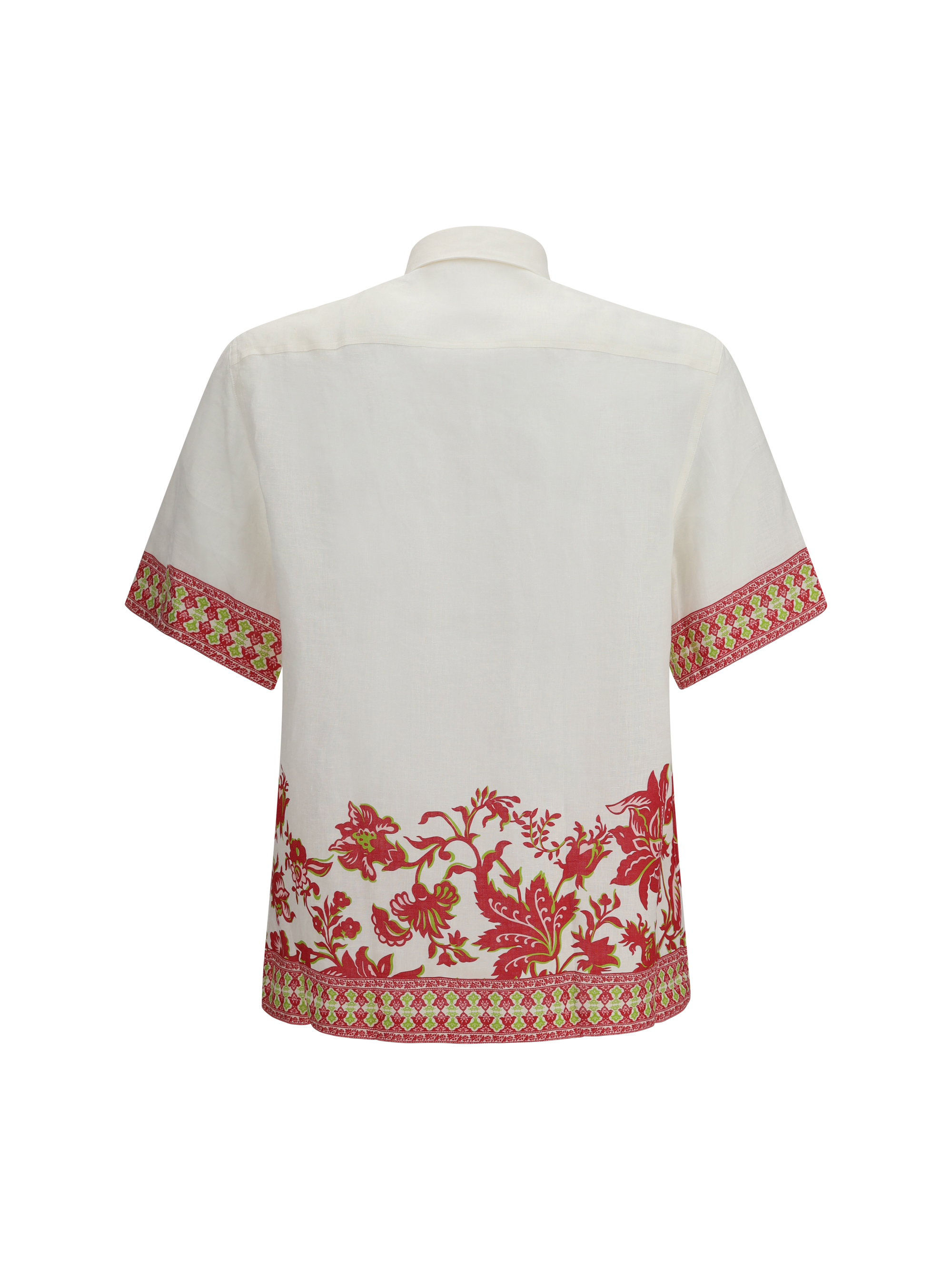 Linen shirt with floral print and short sleeves