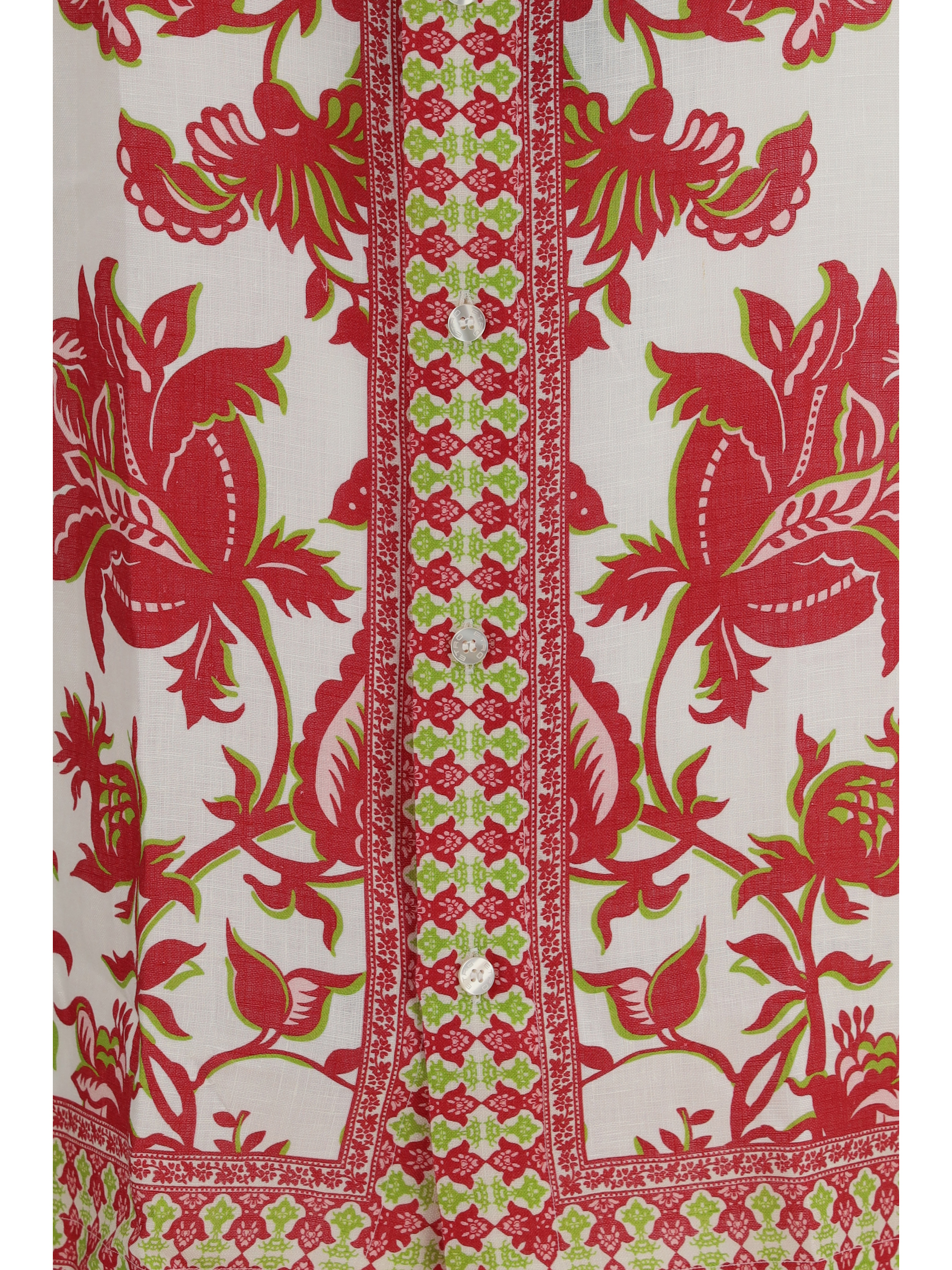 Linen shirt with floral print and short sleeves