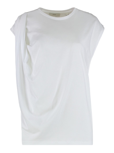 Draped and relaxed top in Pima cotton blend