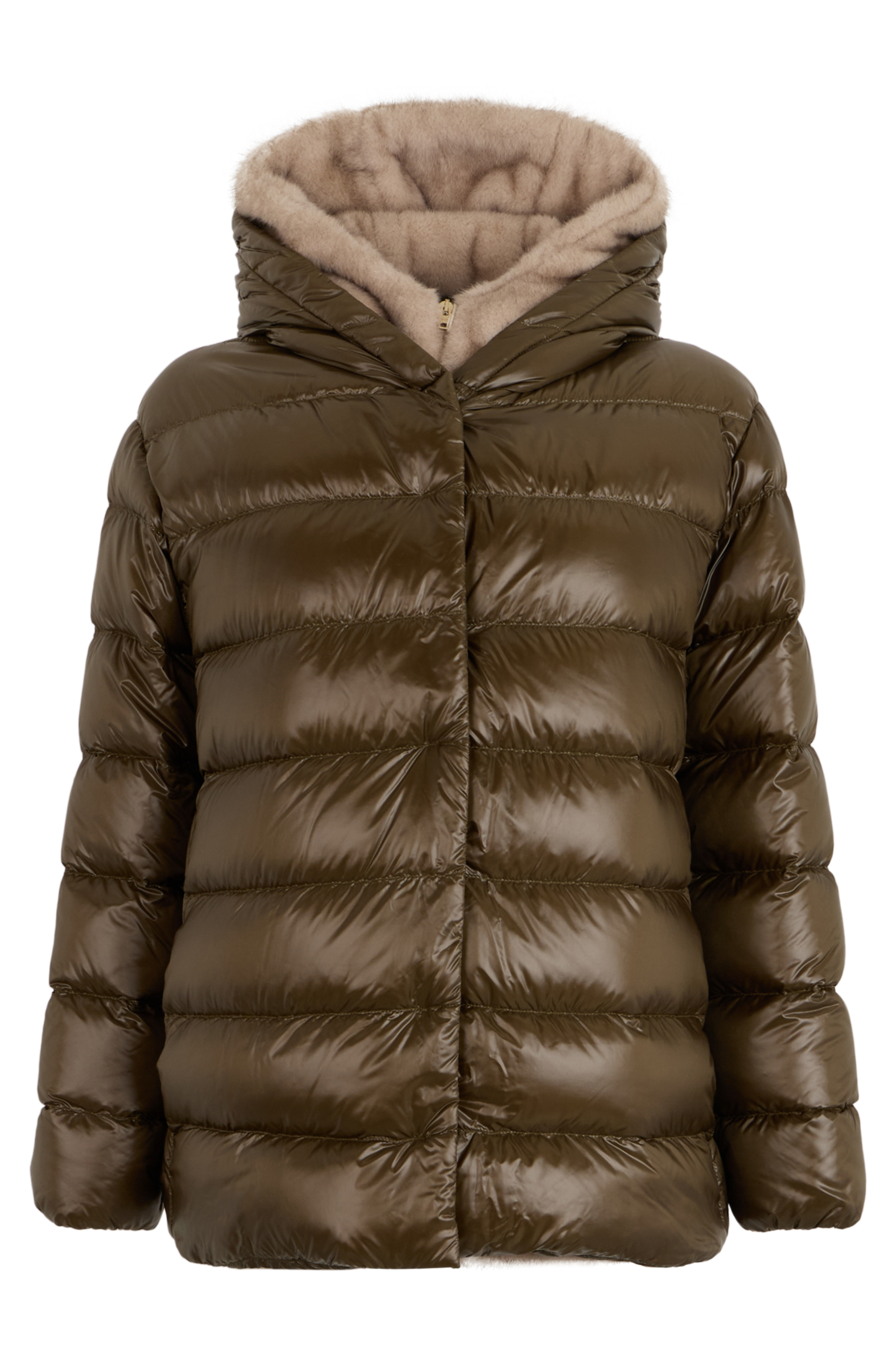 Padded jacket with hood with synthetic fur