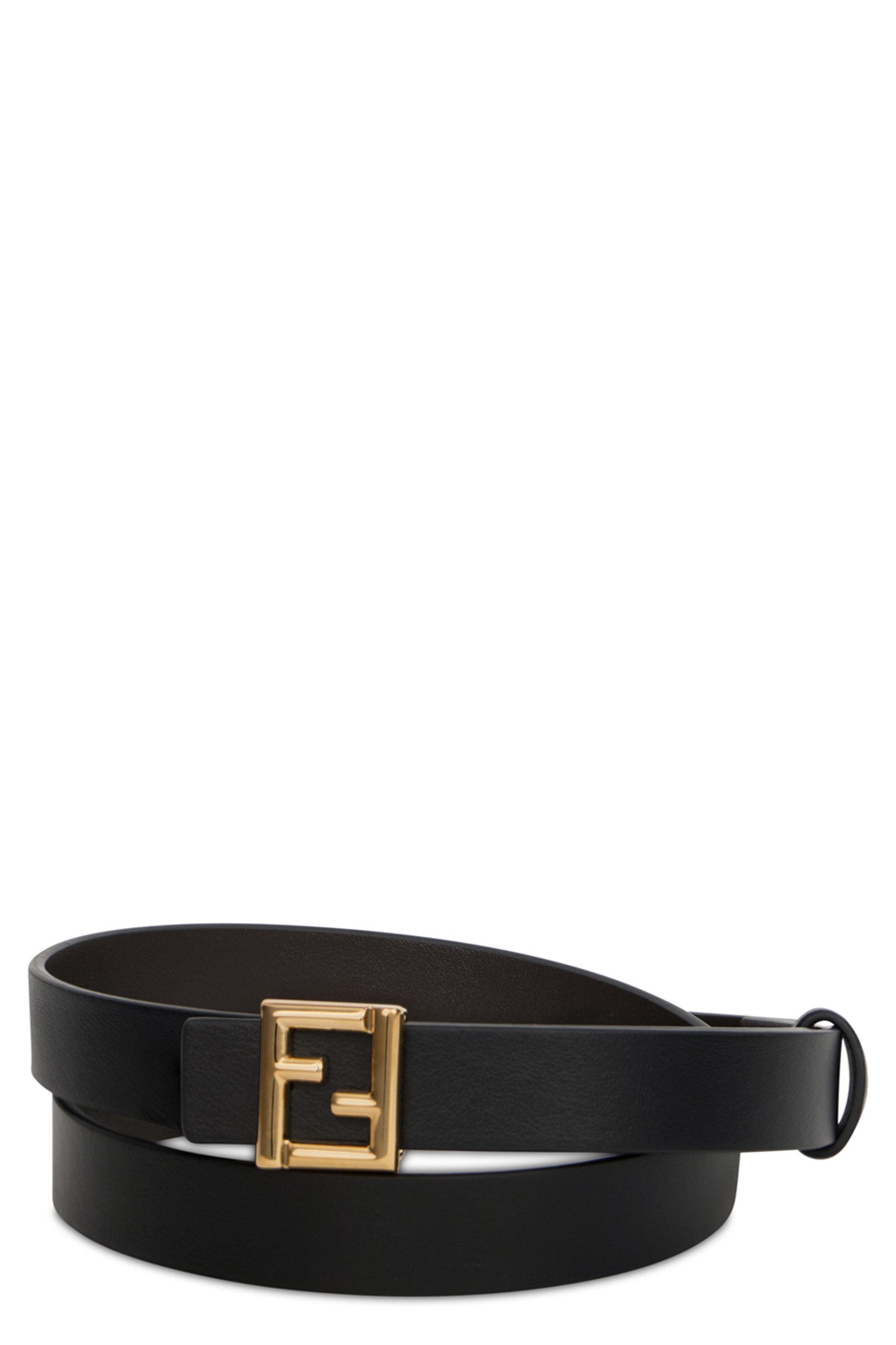 Leather belt with logo