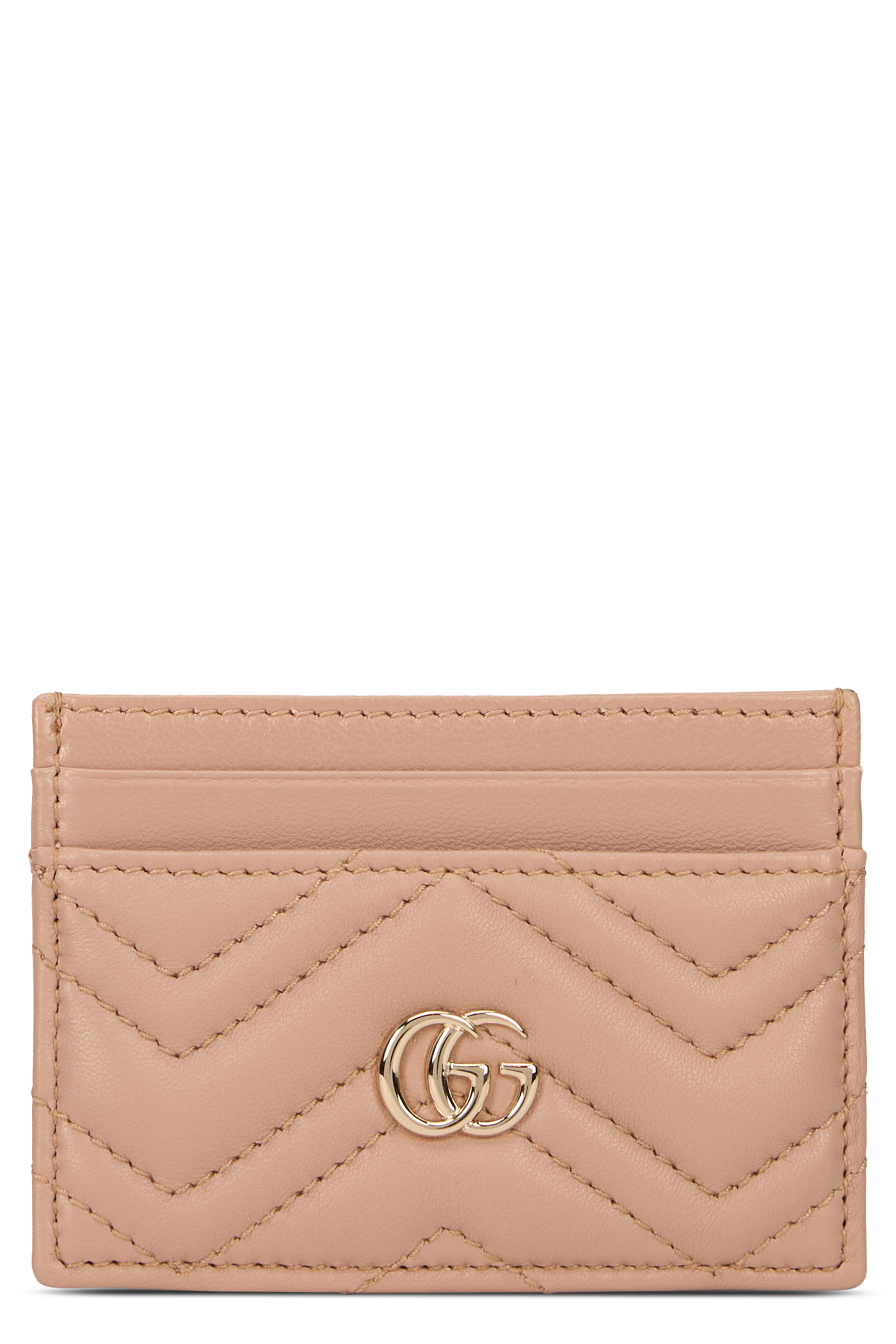 Leather card holder with chevron and logo