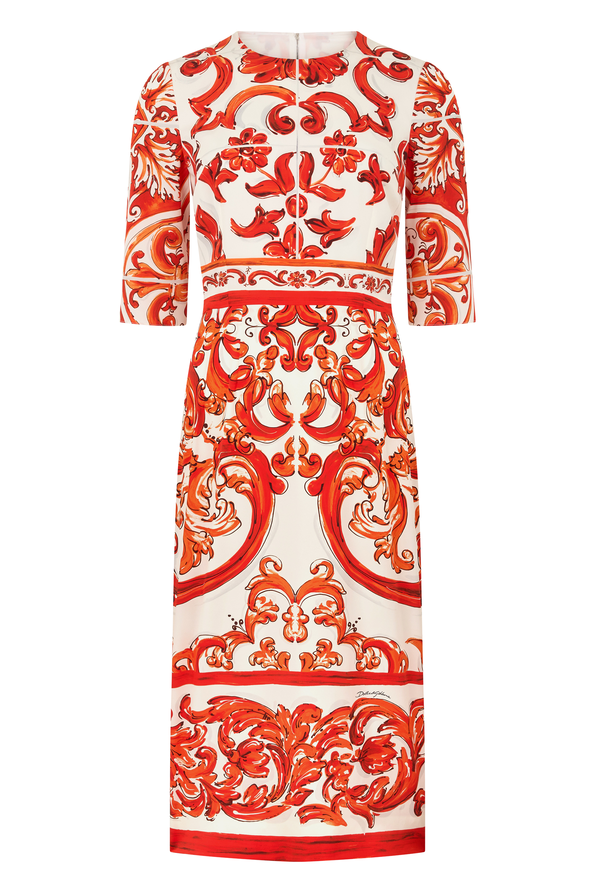 Midi dress in printed silk