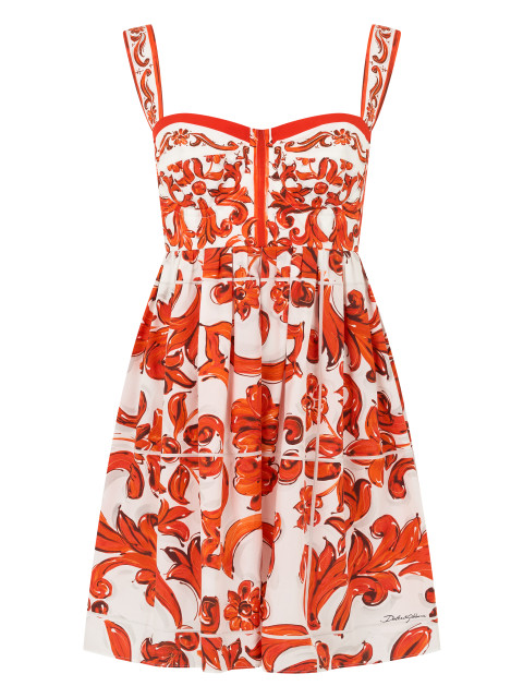 Mini dress in printed cotton