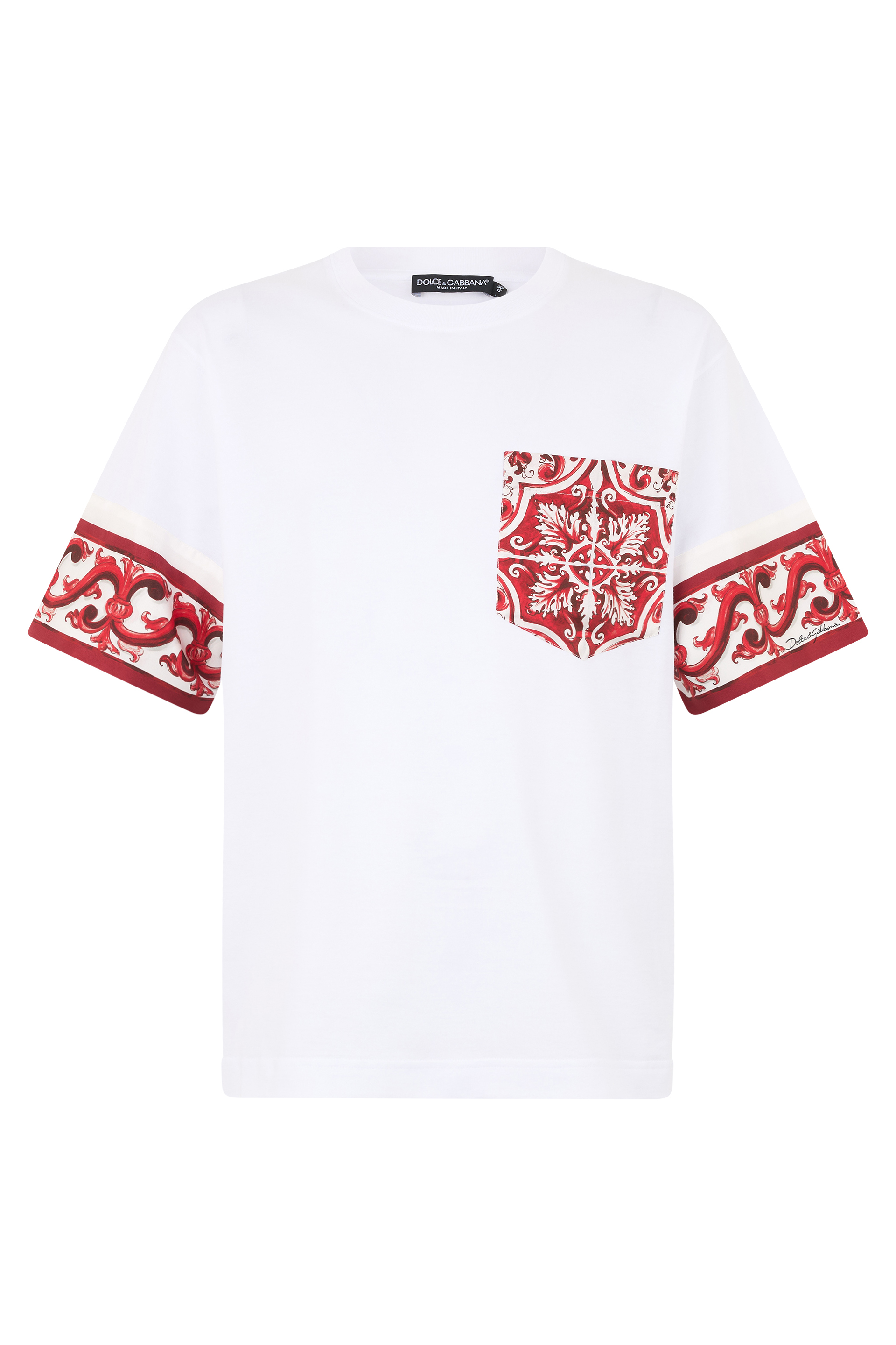 Cotton blend silk T-shirt with pocket