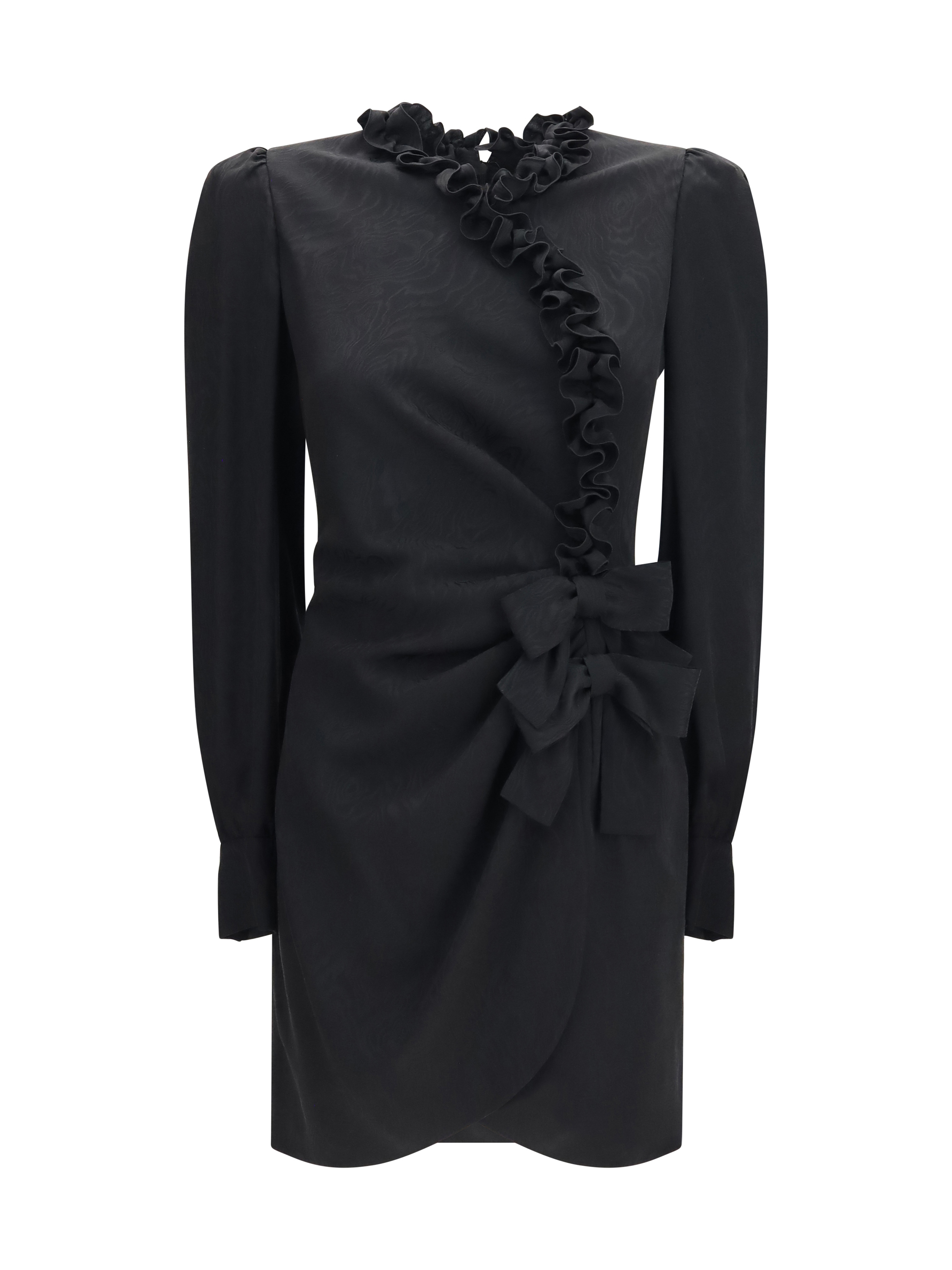 Silk jacquard mini Dress with ruffles