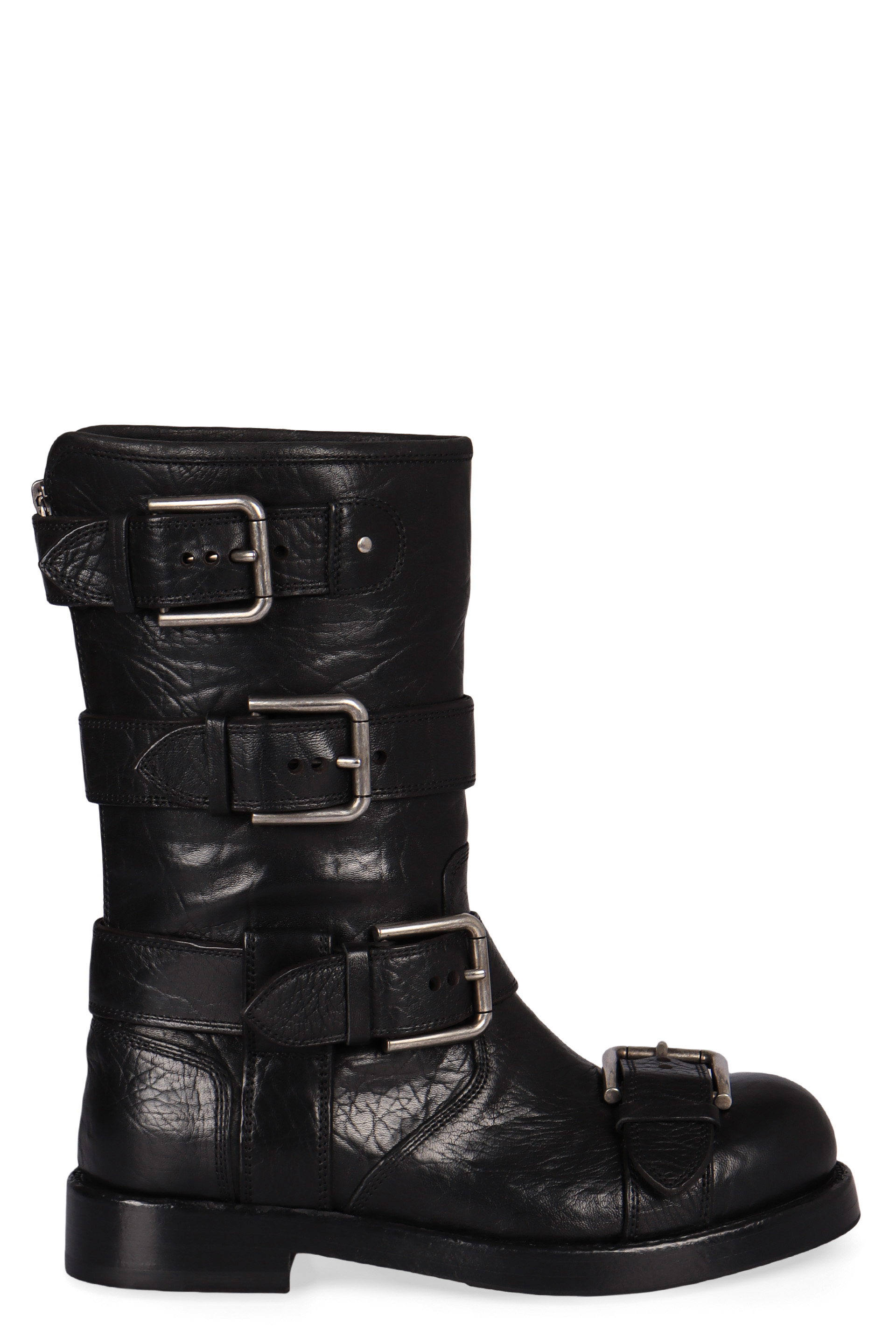 Leather biker boots