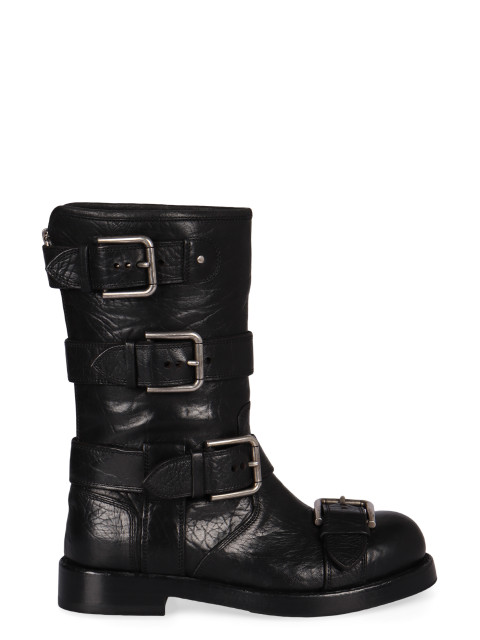 Leather biker boots
