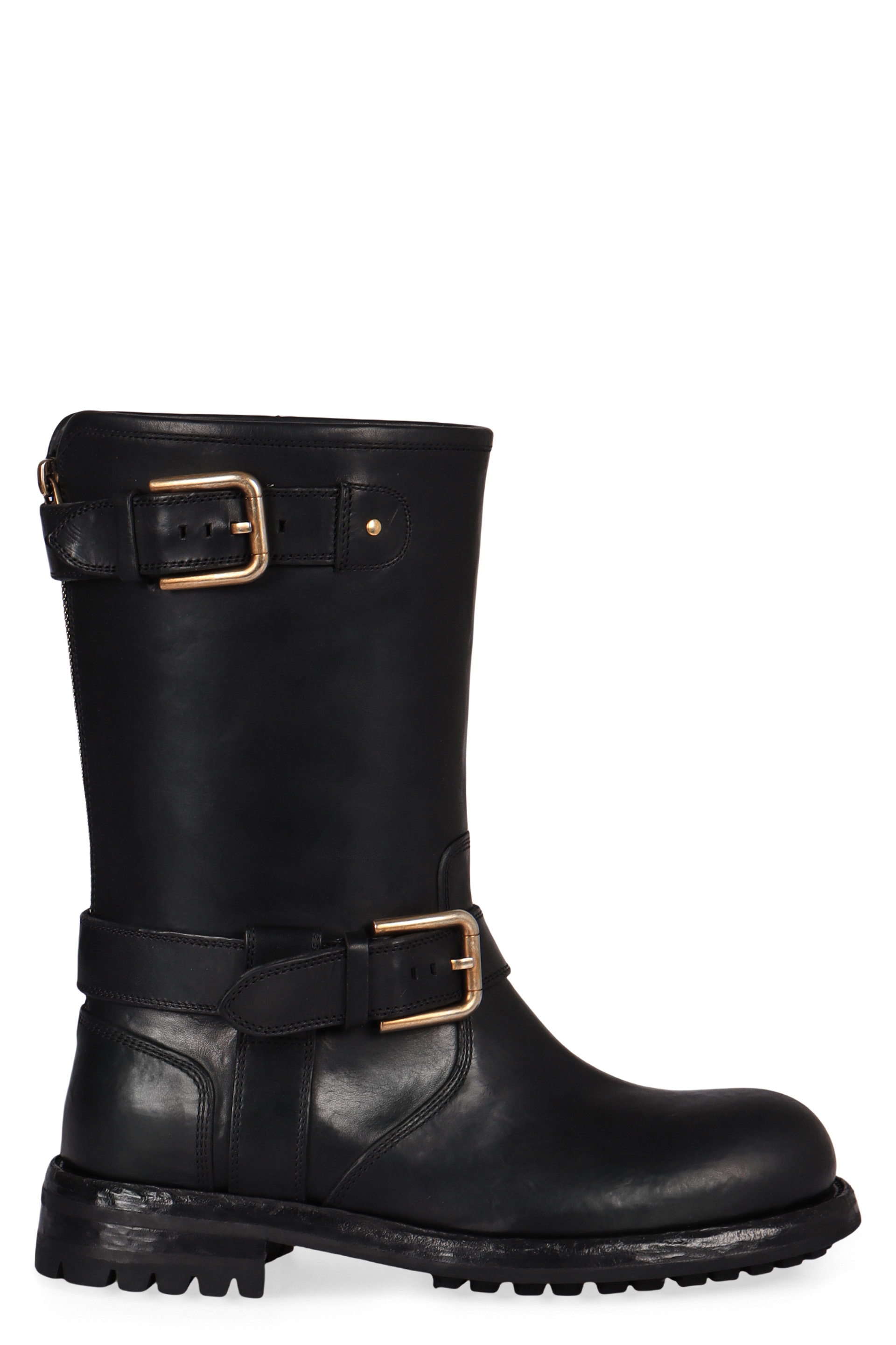 Leather biker boots