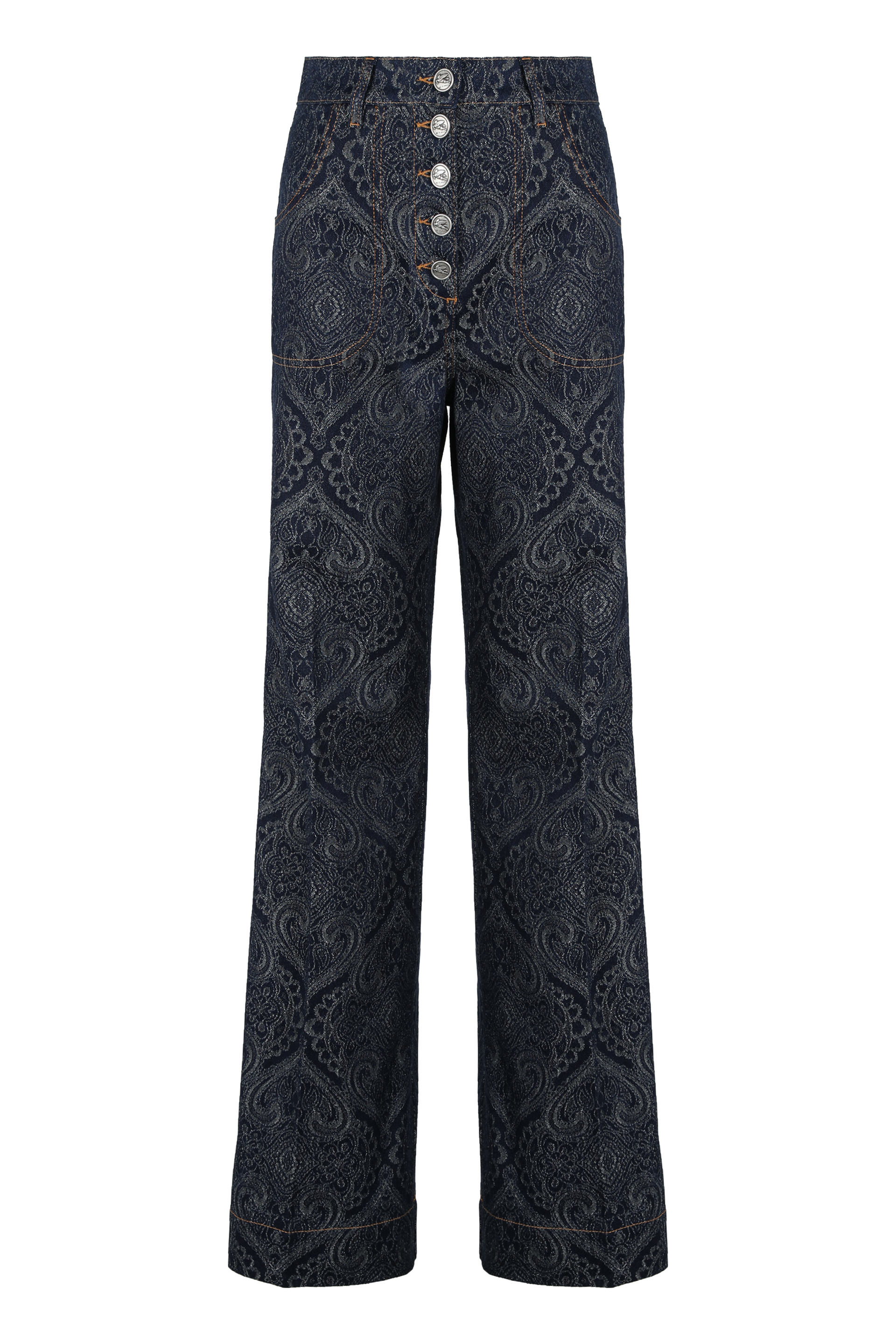 Flared jeans in denim jacquard