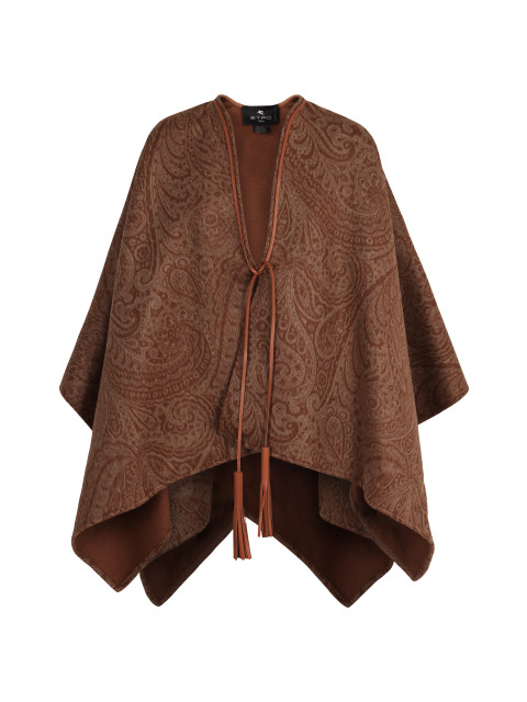 Wool and cashmere jacquard cloak