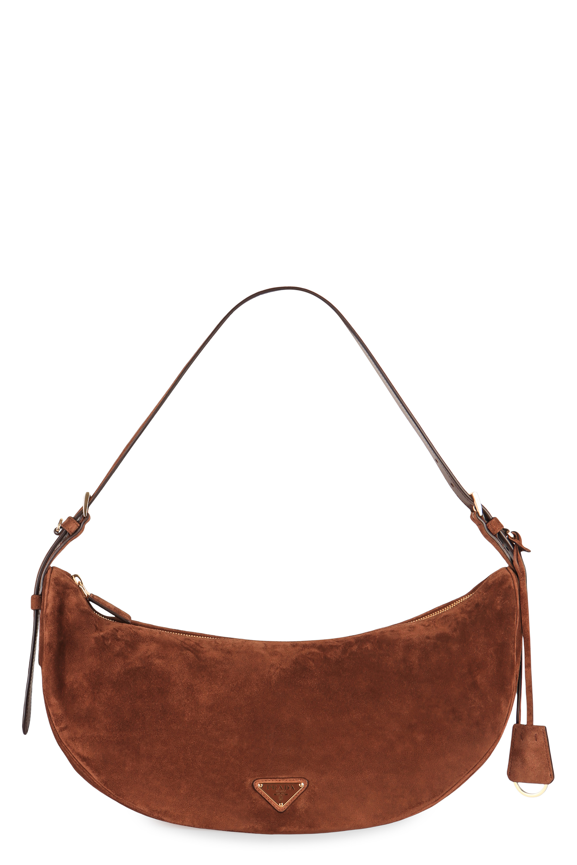 Demi-lune large suede shoulder bag