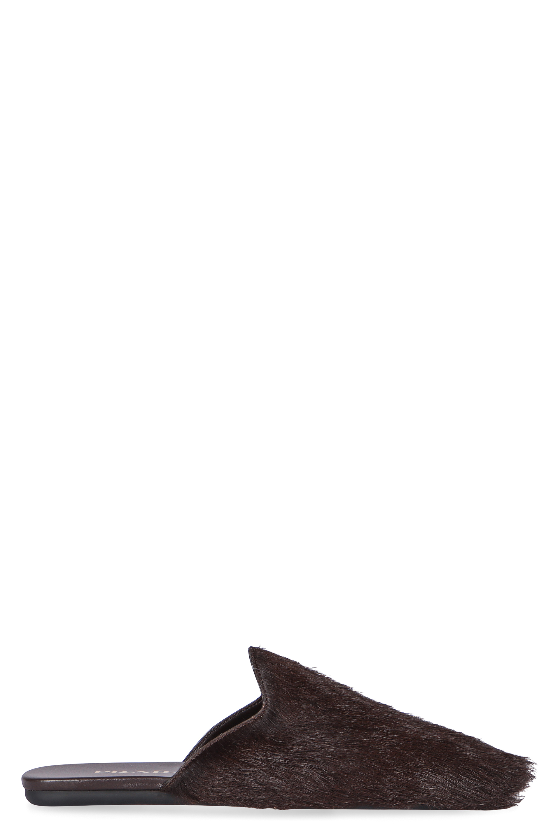 Fur leather mules