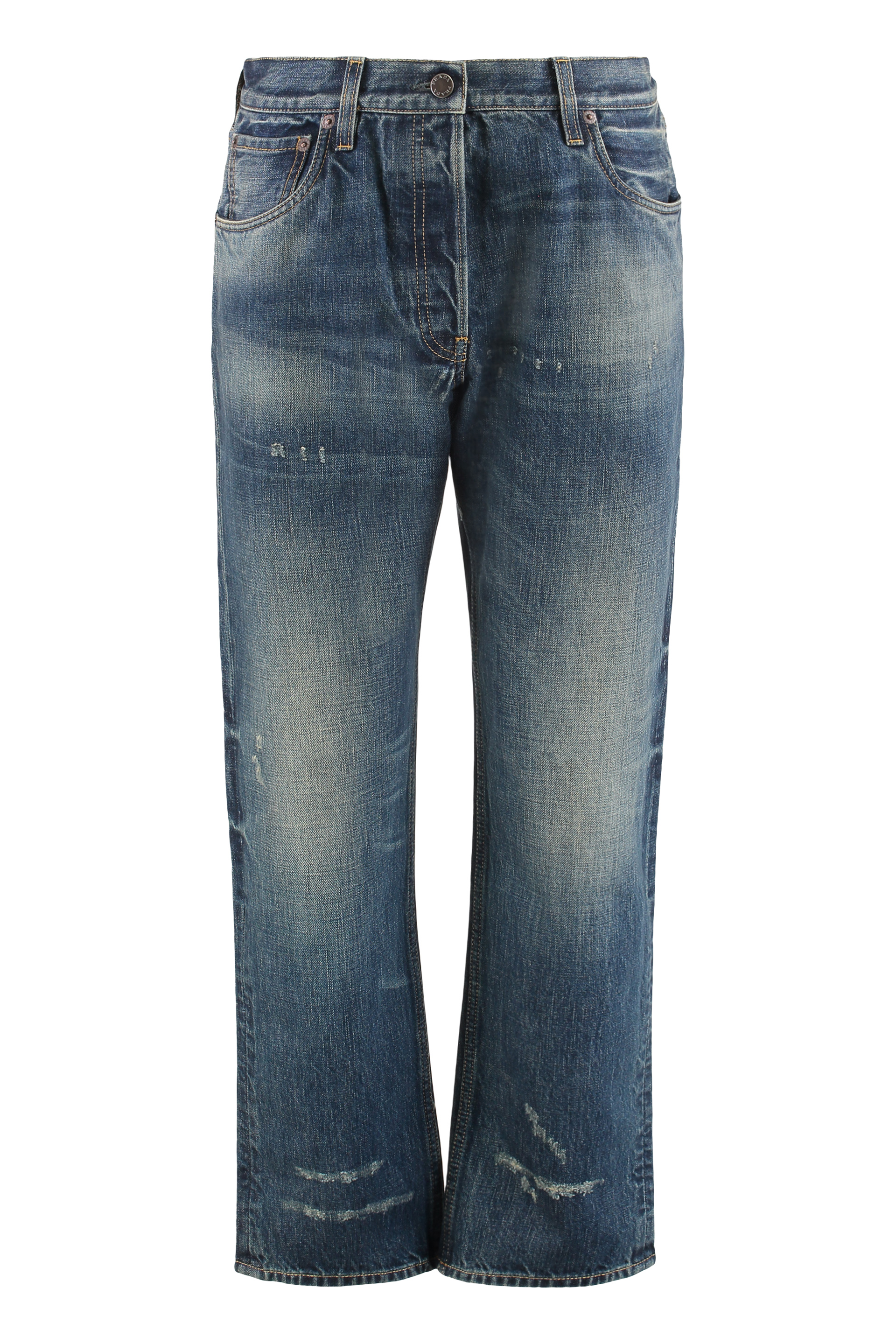 Five pocket jeans in washed denim