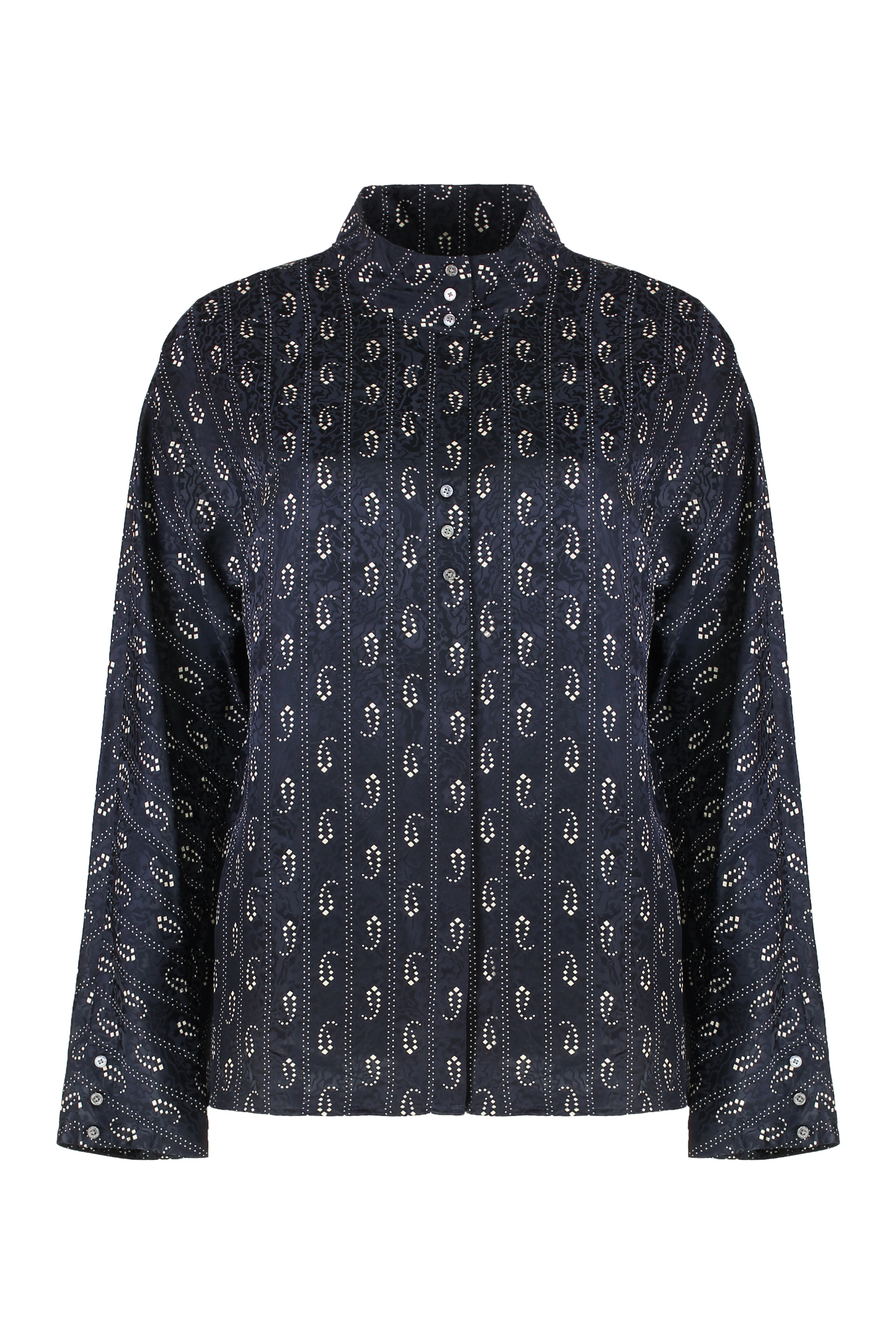 Jacquard viscose and silk blouse