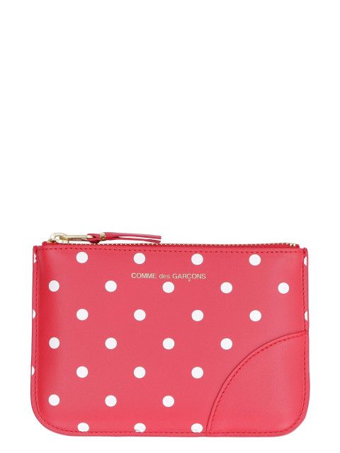Logo detail flat leather pouch