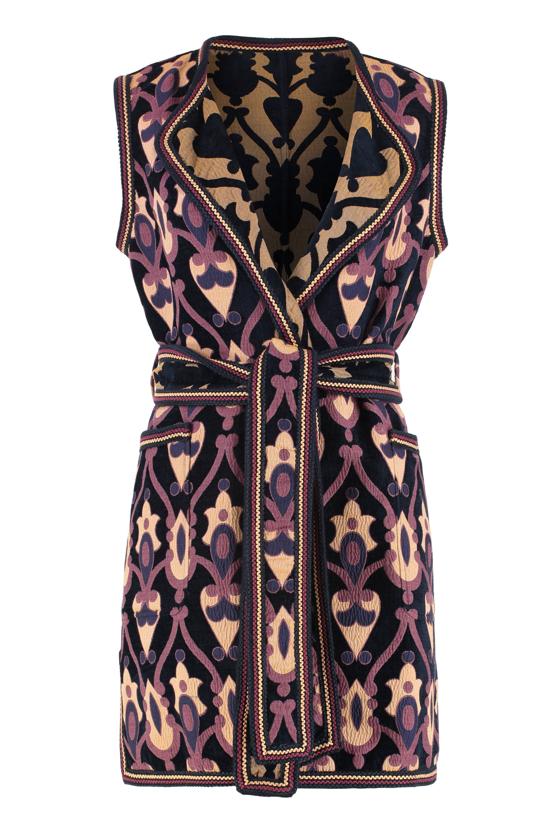 Reversible gilet in chenille jacquard