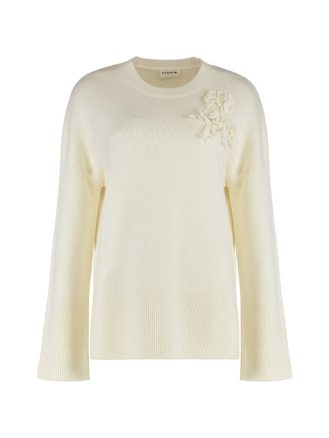 Sweater with a round neck in wool and cashmere