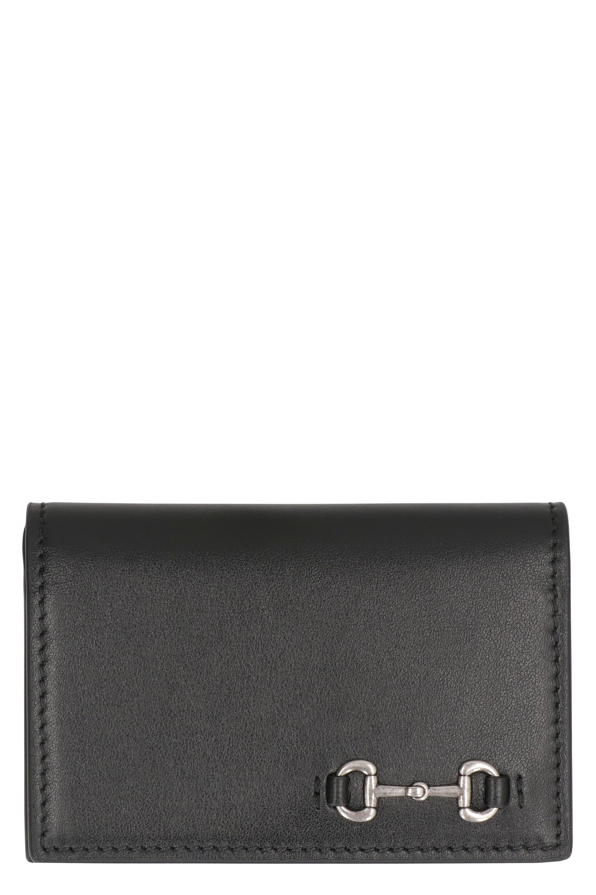 Card holder in leather with clip