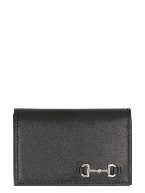 Card holder in leather with clip