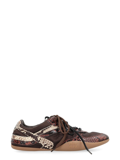 Technical fabric and printed leather sneakers Gymnasium