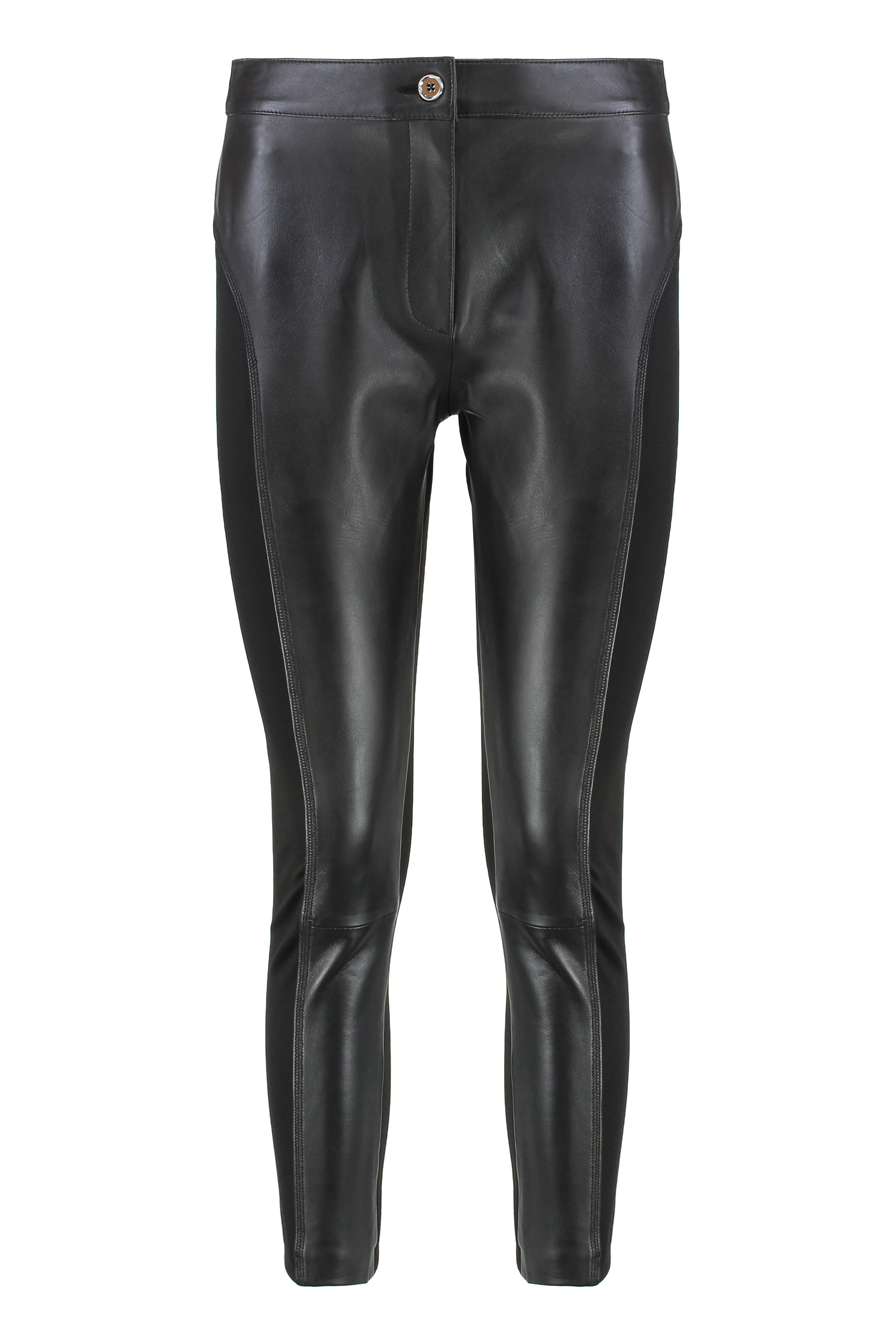 "Leather and stretch fabric pants"
