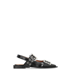 Feminine Buckle  faux leather slingback pumps