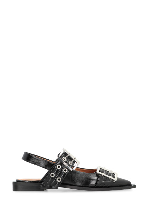 Feminine Buckle  faux leather slingback pumps