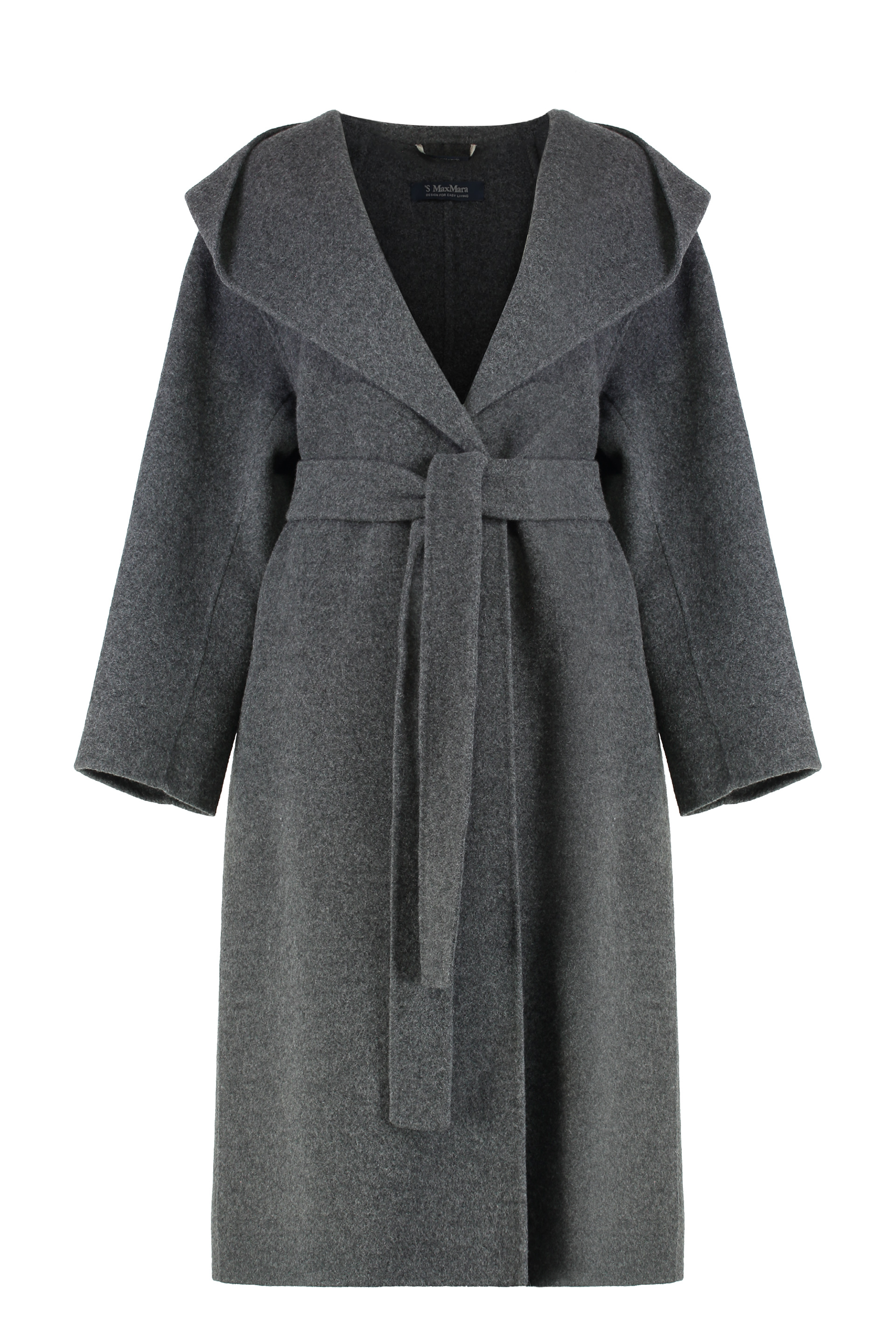 Coat with hood made of wool and cashmere