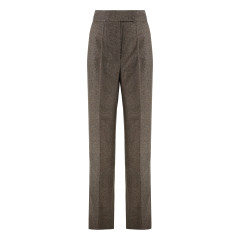 Wide wool flannel trousers